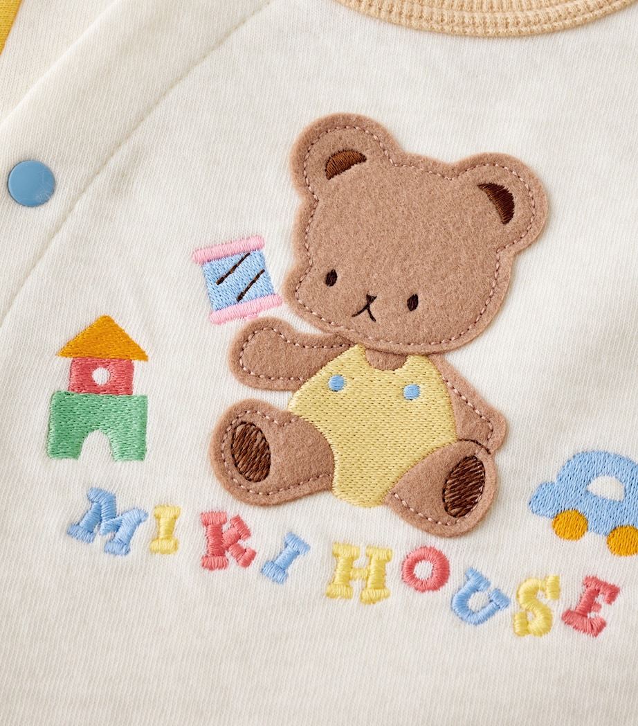 Miki House Logo Bear Embroidered Playsuit (1 Month) Image 6
