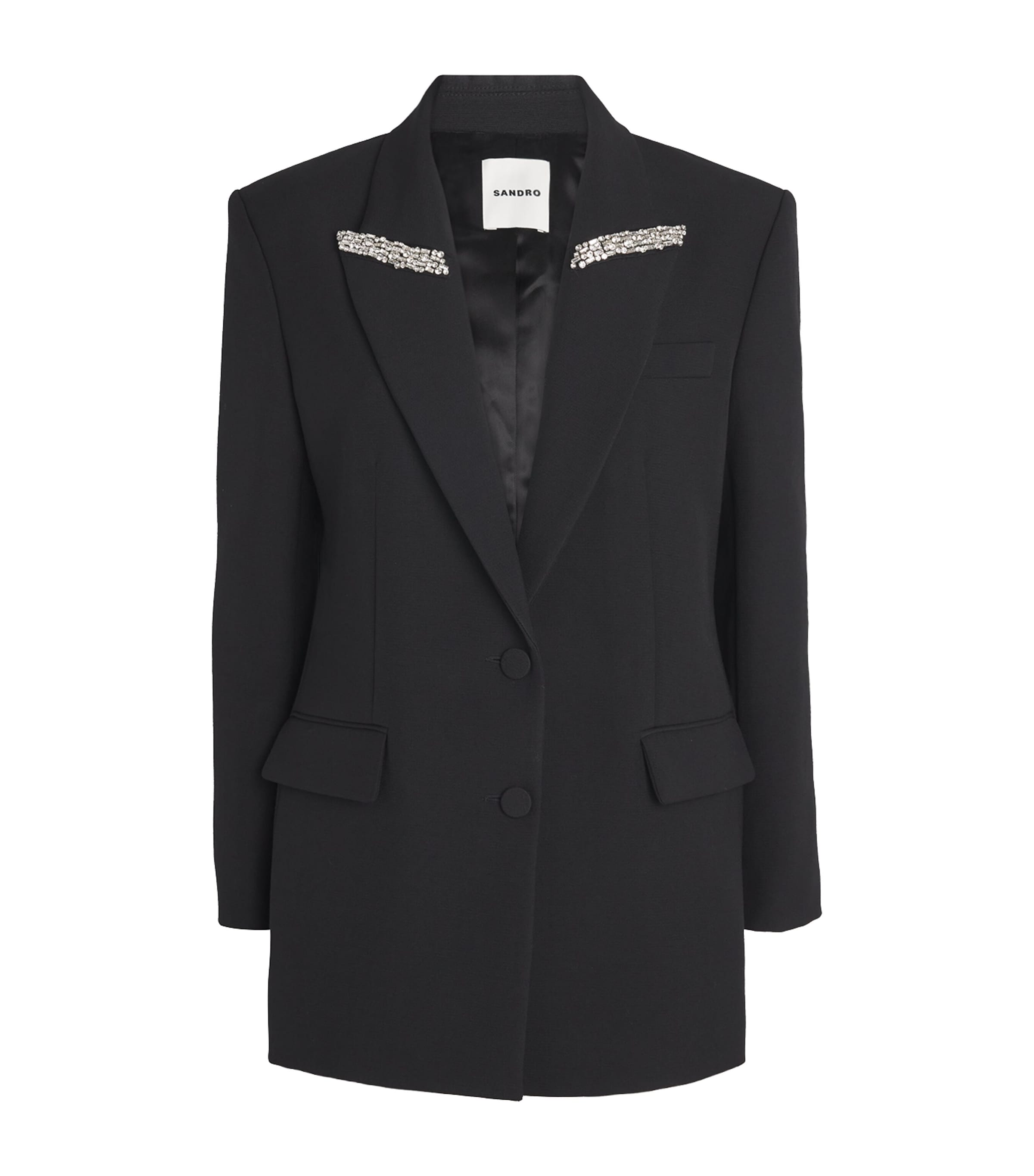 Sandro Crystal-embellished Blazer In Black