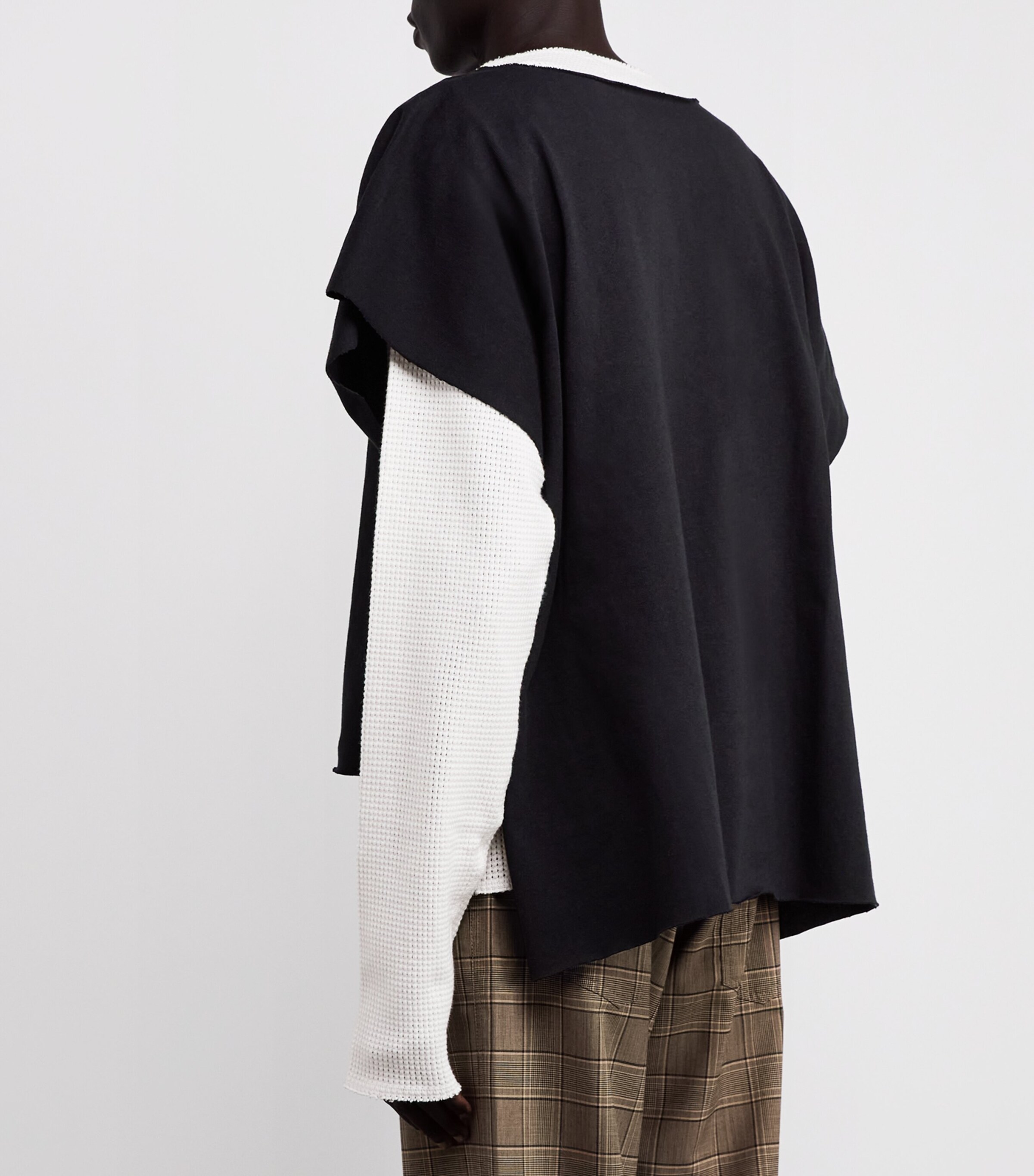 Double-Layer Distressed T-Shirt BLACK/SALT WHITE Image 4