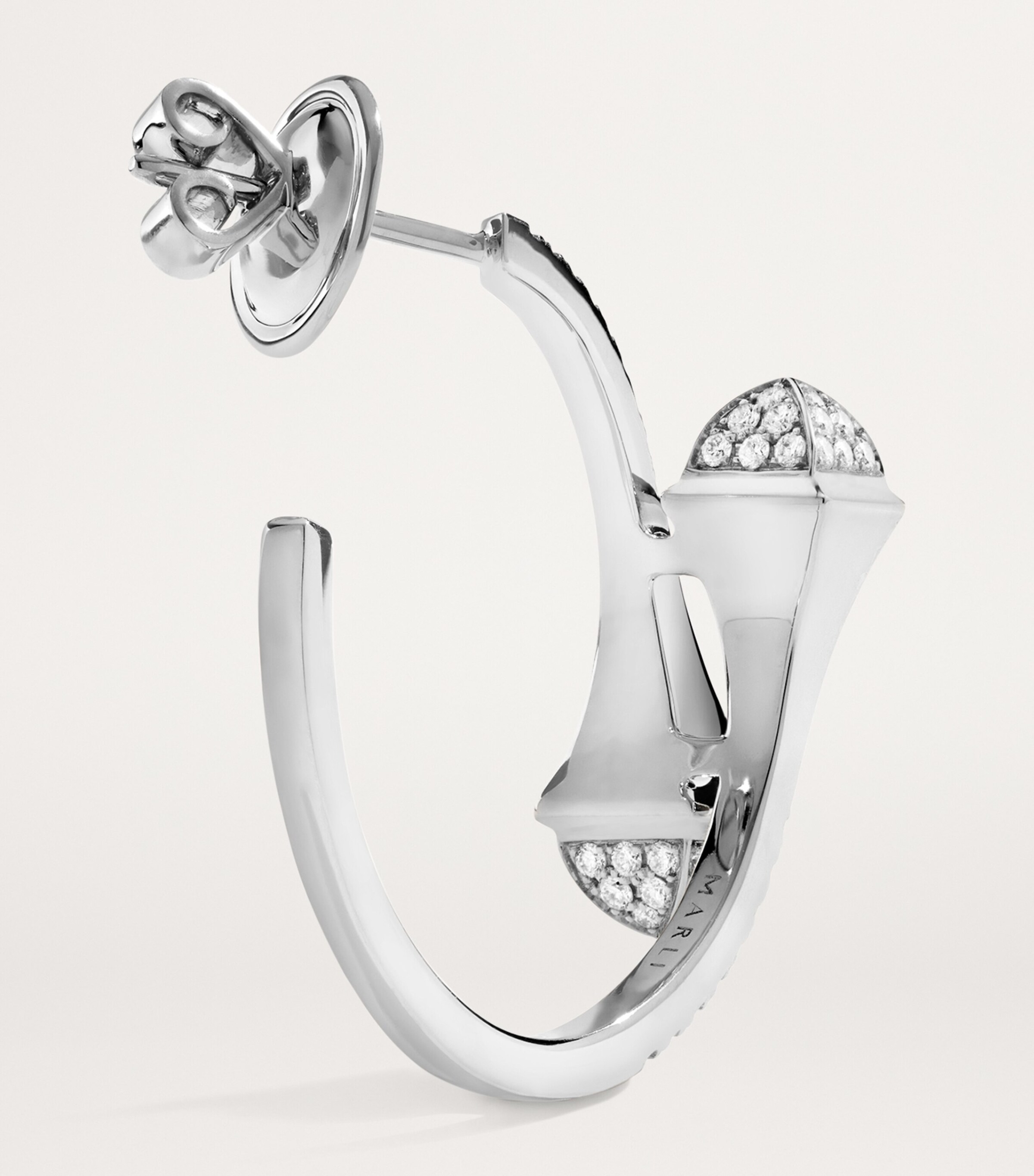 Small White Gold and Diamond Cleo Hoop Earrings WHITE GOLD Image 3