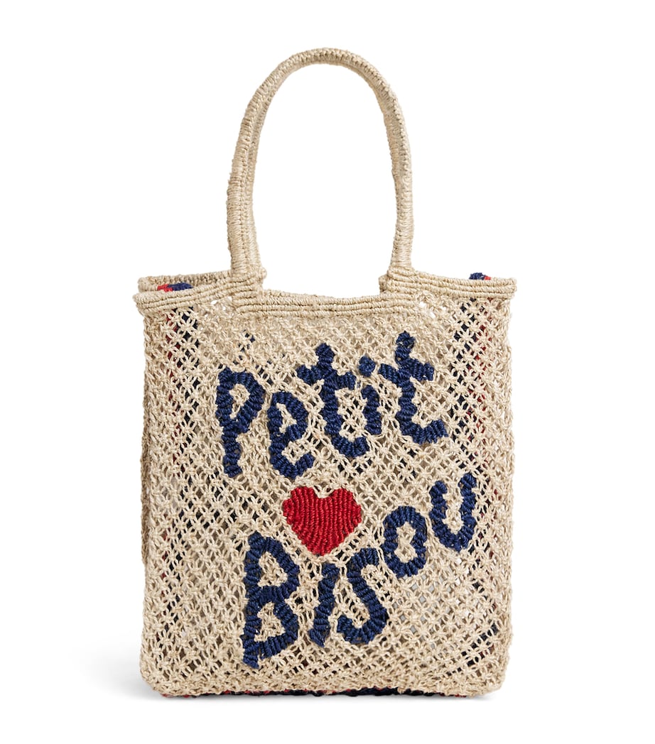 the Jacksons Jute Petit Bisou Lottie Tote Bag Natural Indigo Red Image 1