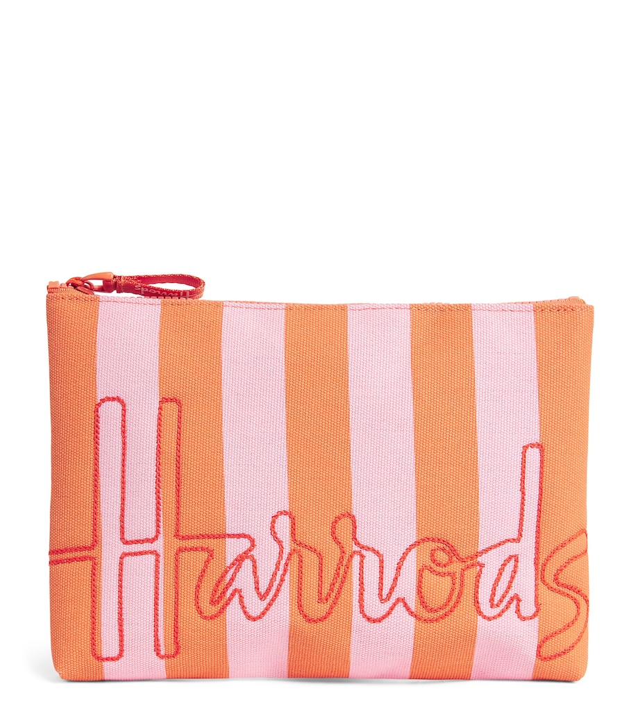 Medium Cotton Stripe Logo Pouch PINK Image 1