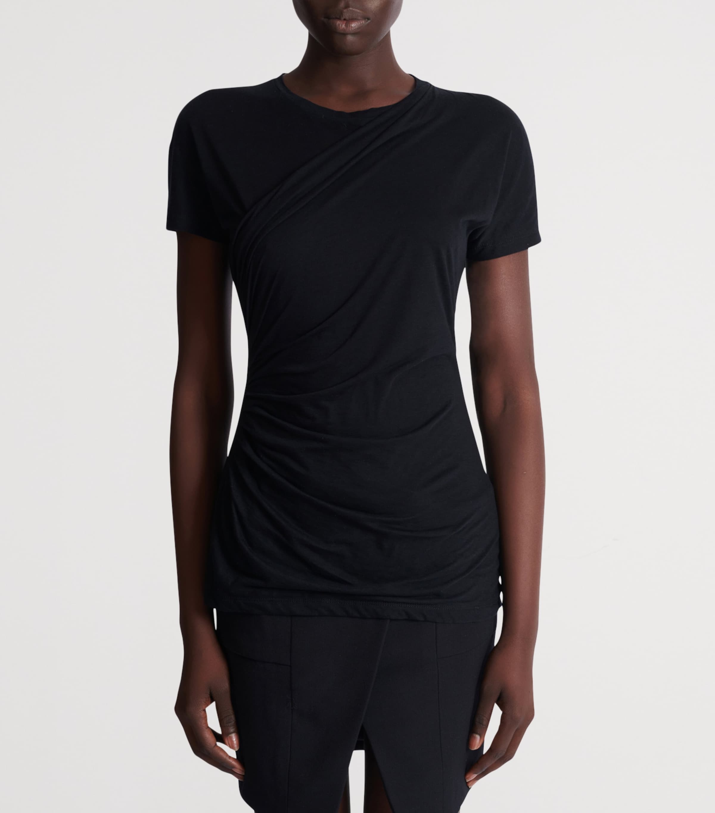 Cotton Draped T-Shirt 0PA NOIR Image 4