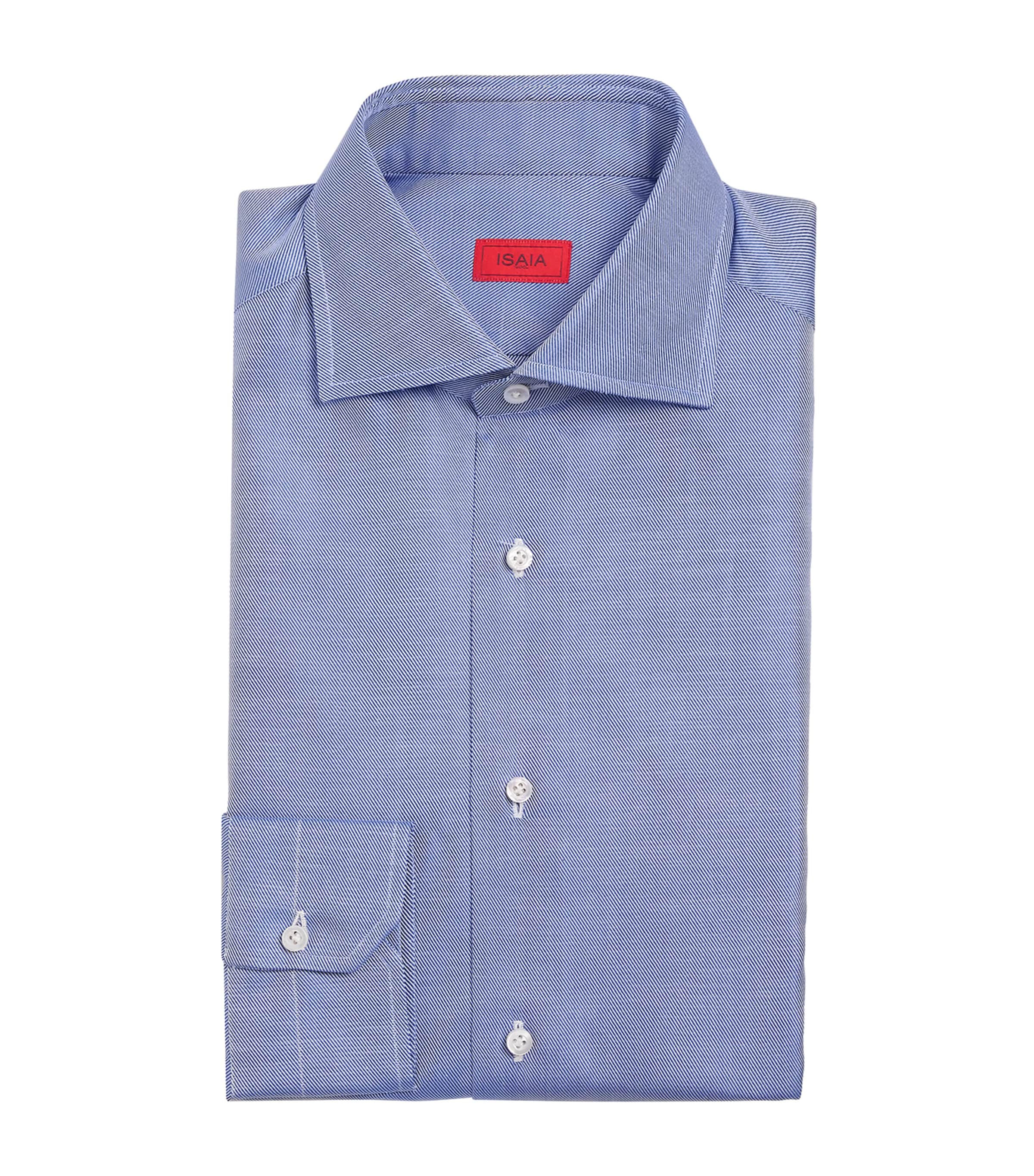Isaia Cotton Mix Dress Shirt In Blue