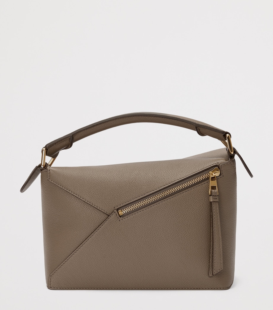 Small Leather Puzzle Edge Top-Handle Bag TAUPE Image 4