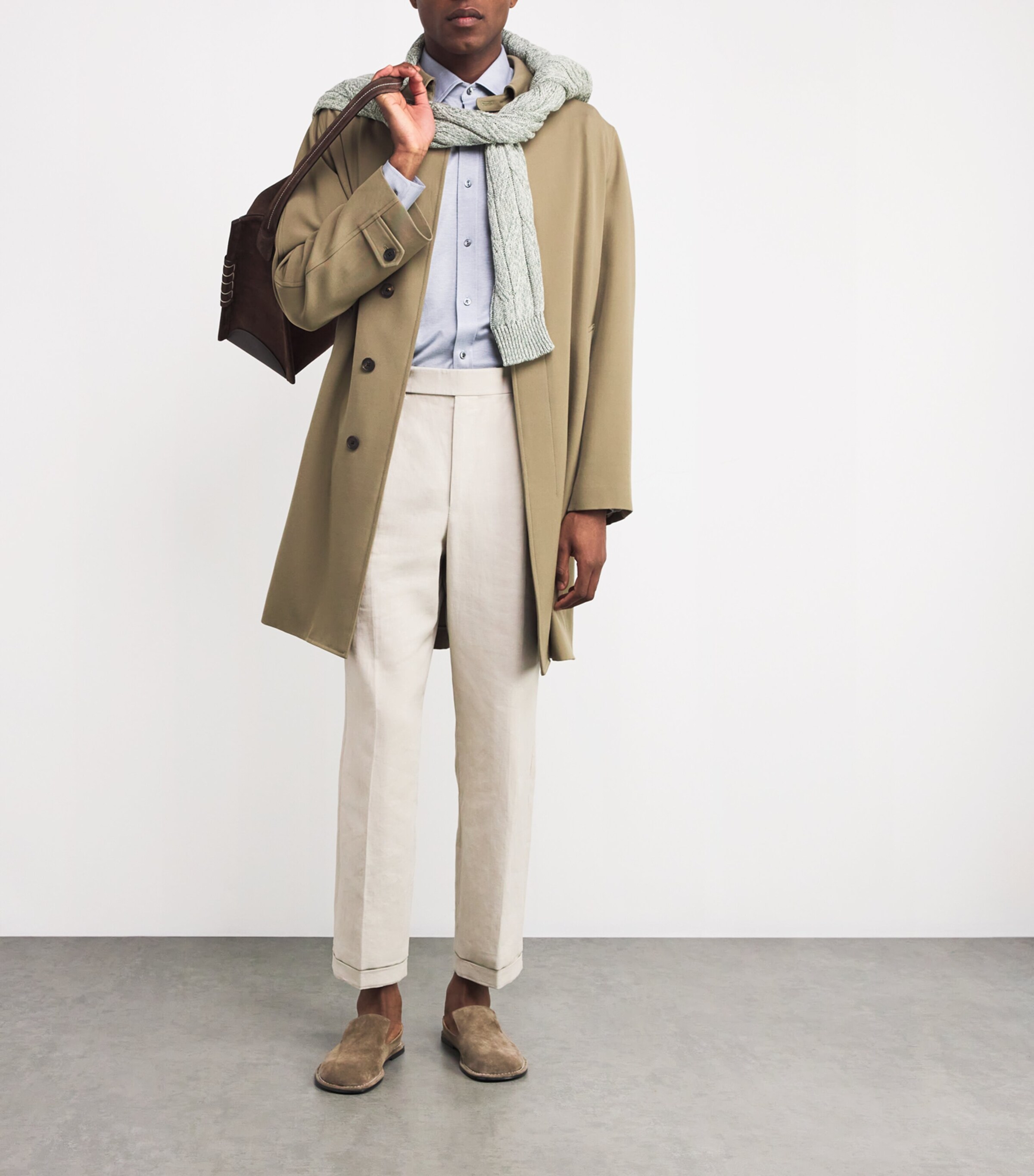 Agnona Mens Cotton-Silk Shirt Blue Image 2