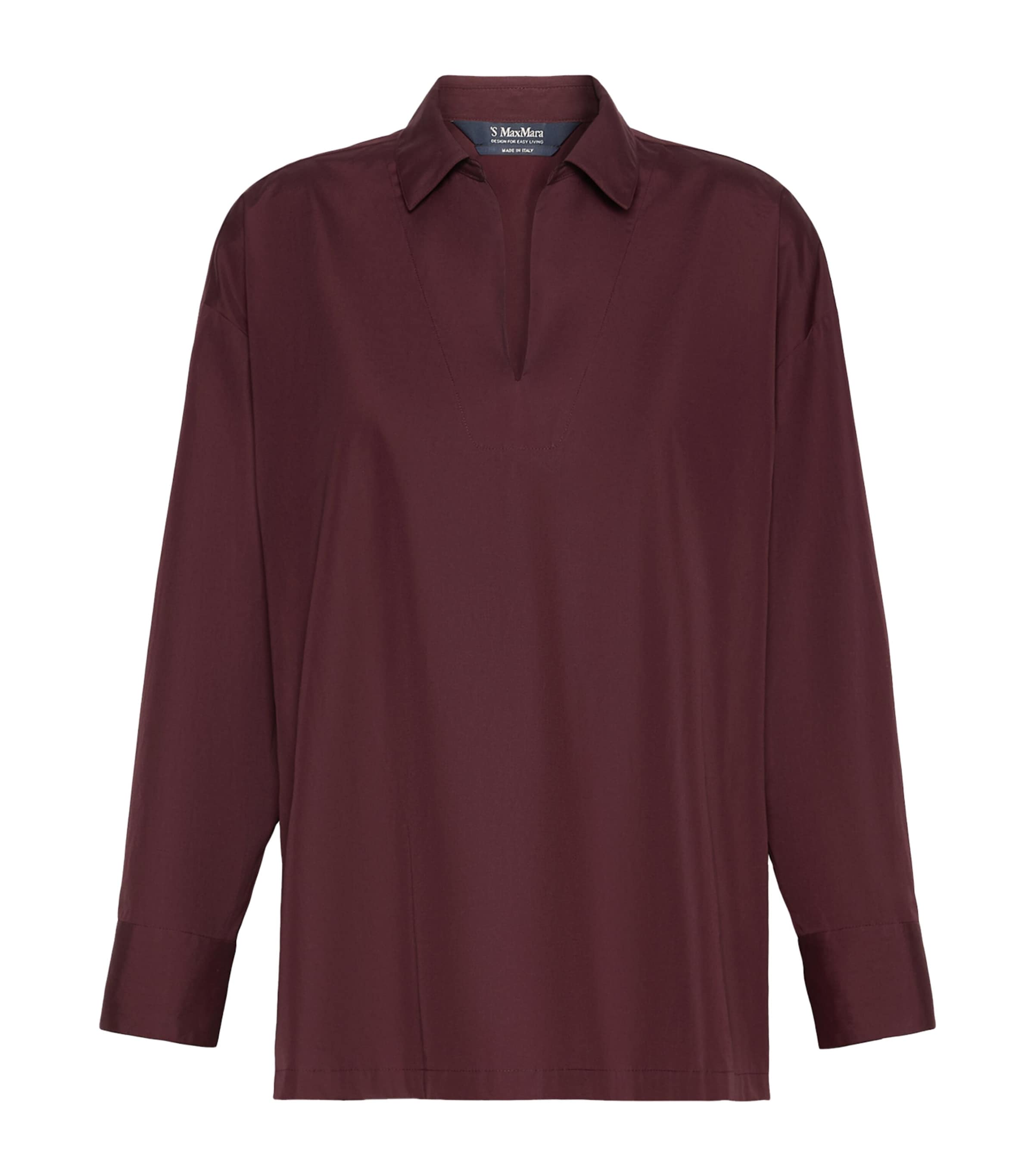 Max Mara Womens Cotton Poplin Blouse Dark Red Image 1