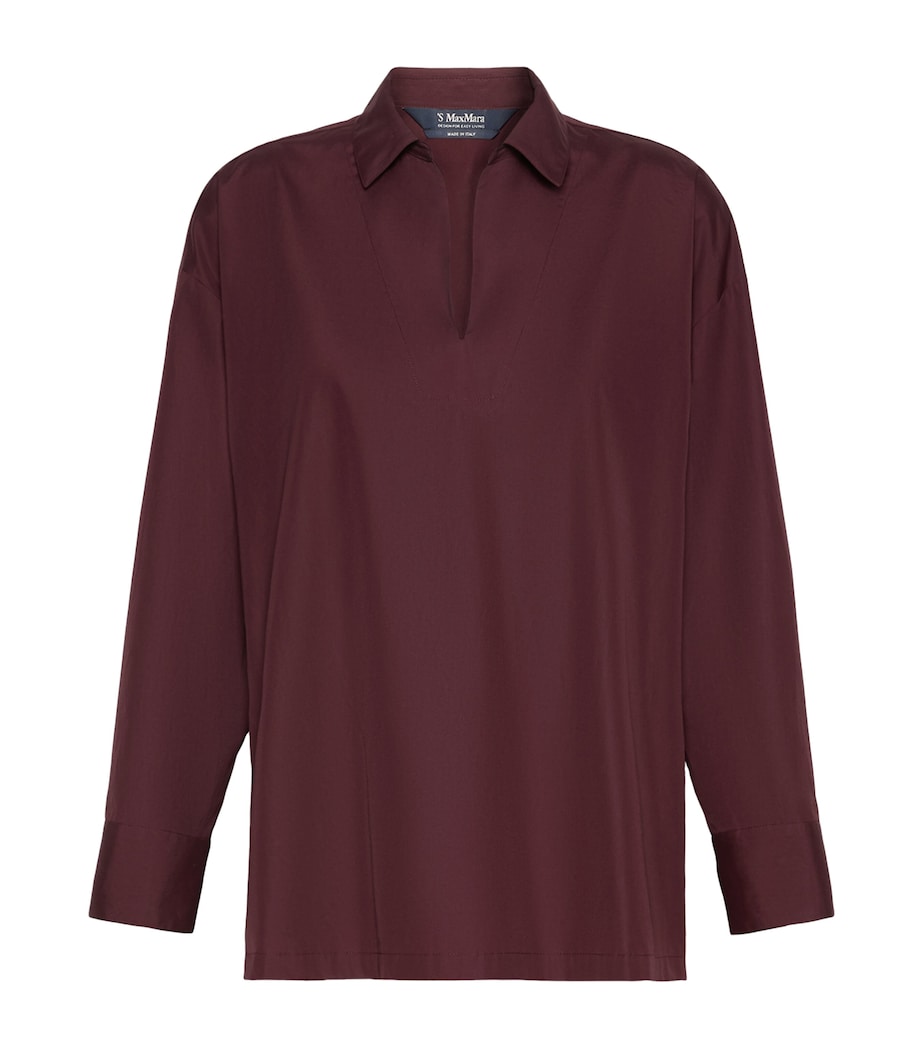 Max Mara Womens Cotton Poplin Blouse Dark Red Image 1