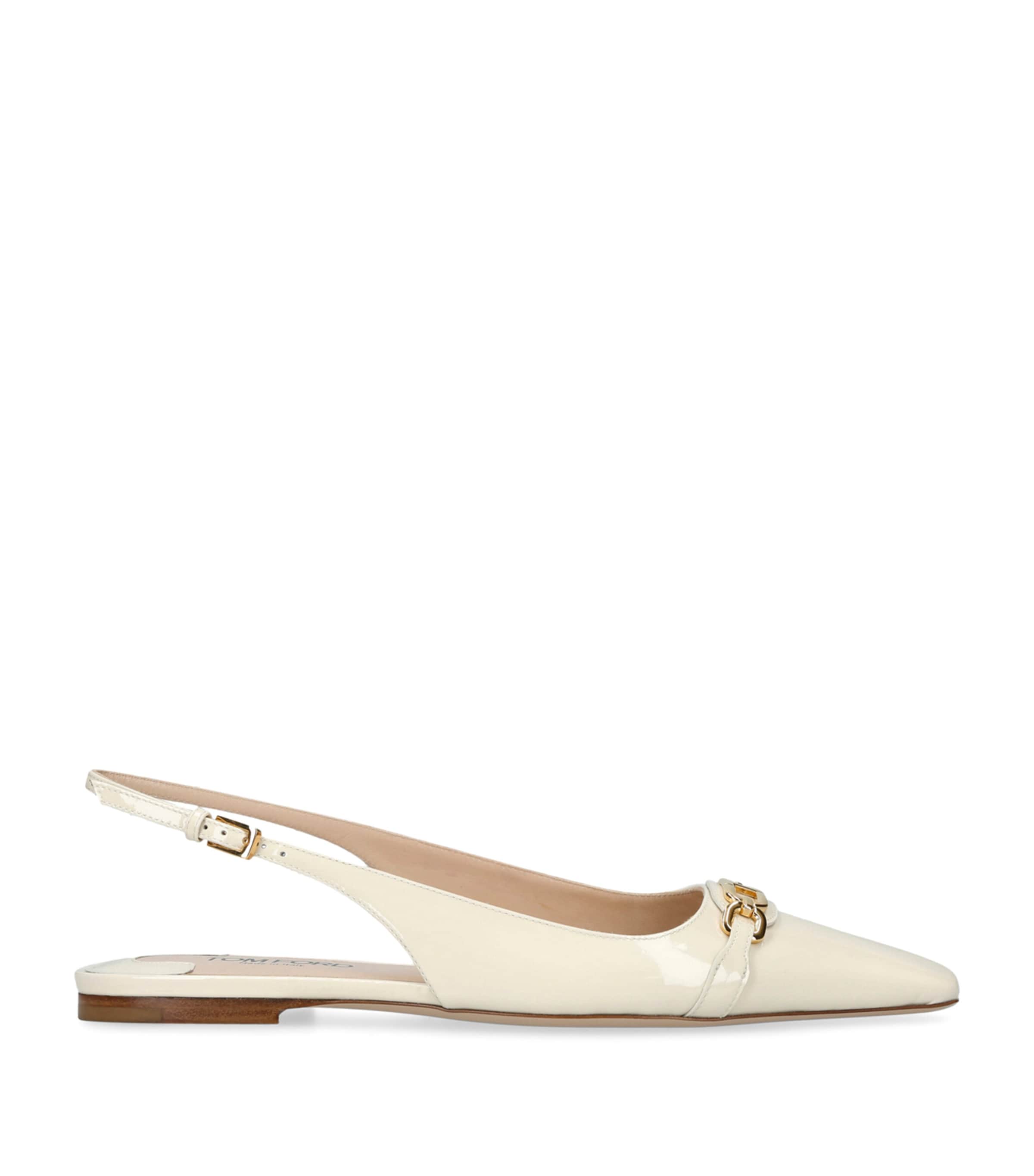 Tom Ford 5mm Patent Leather Slingbacks In White