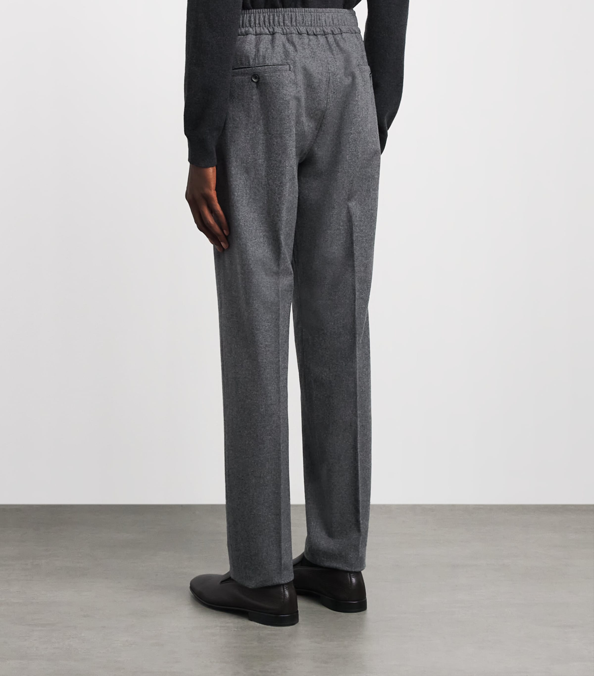 Isaia Mens Wool-Blend Comfort Slim Trousers Image 5