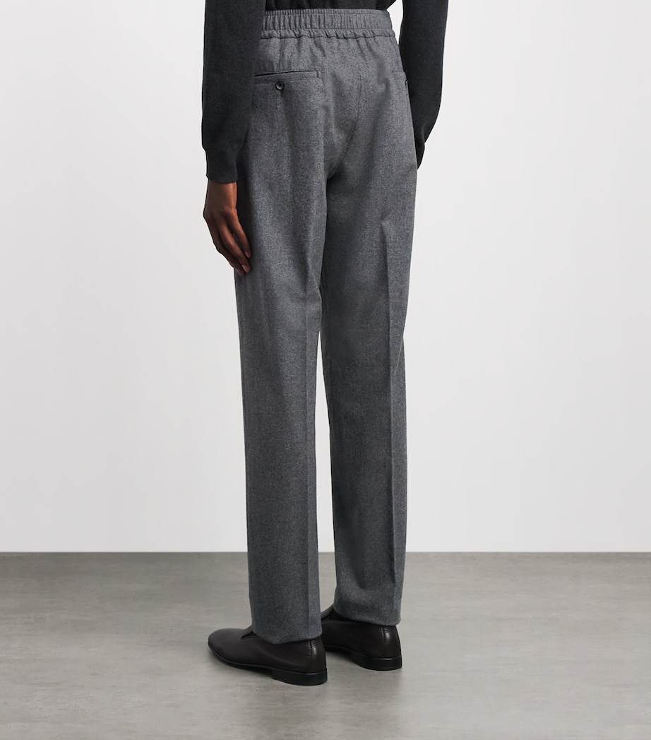 Isaia Mens Wool-Blend Comfort Slim Trousers Image 5