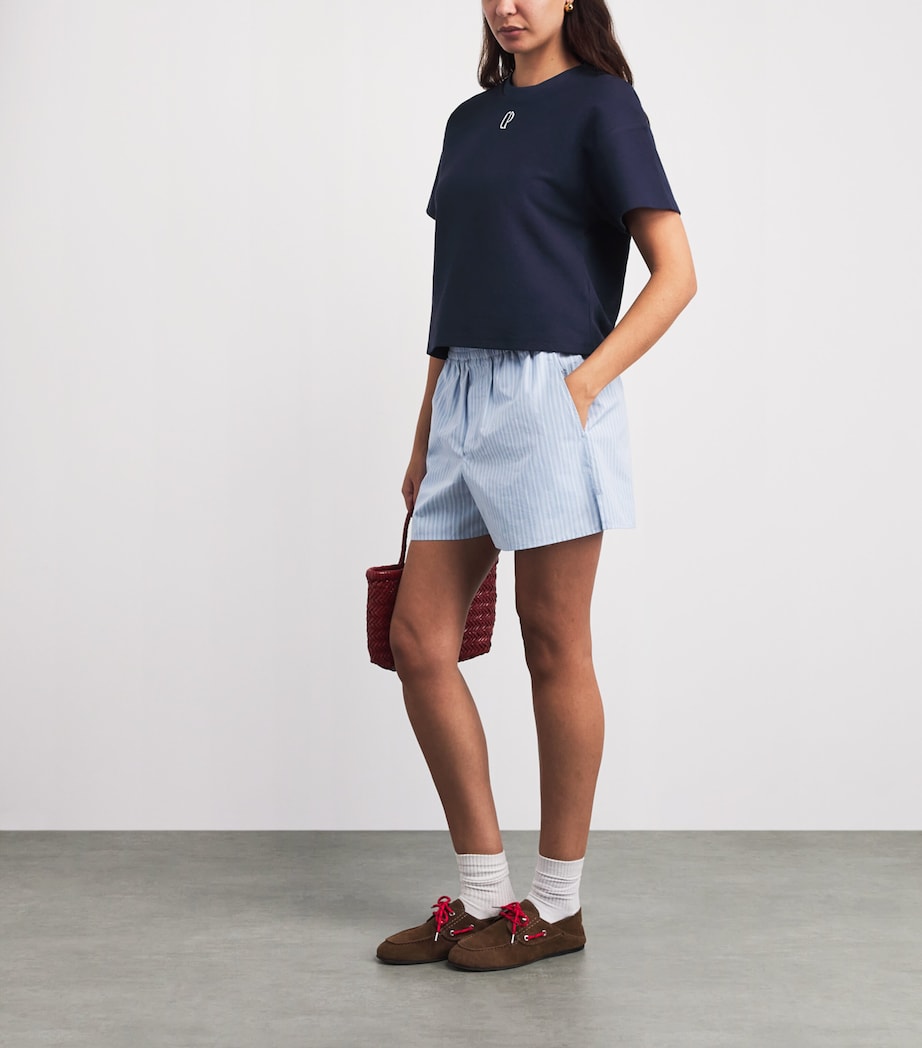 Claudie Pierlot Womens Cotton Logo-Embroidered T-Shirt Navy Image 2