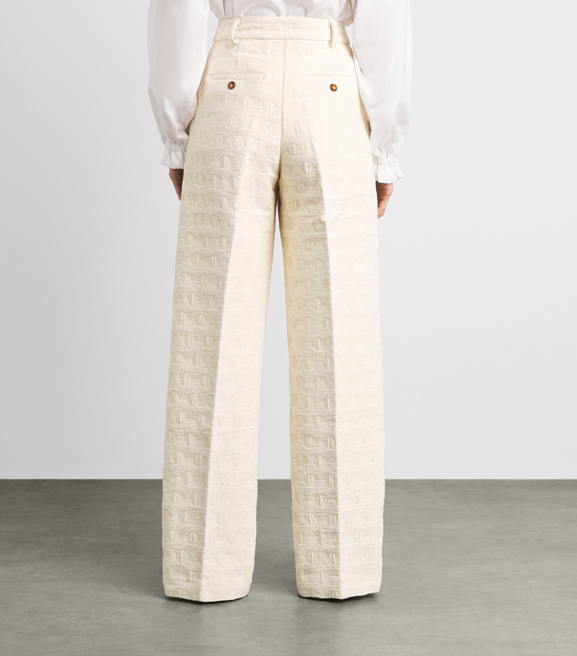 La Doublej Womens Jacquard Wide-Leg Trousers Cream Image 5