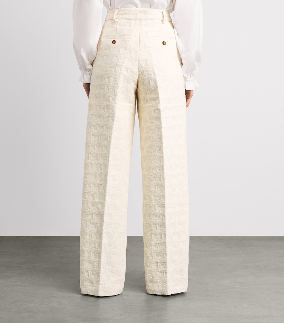 La Doublej Womens Jacquard Wide-Leg Trousers Cream Image 5