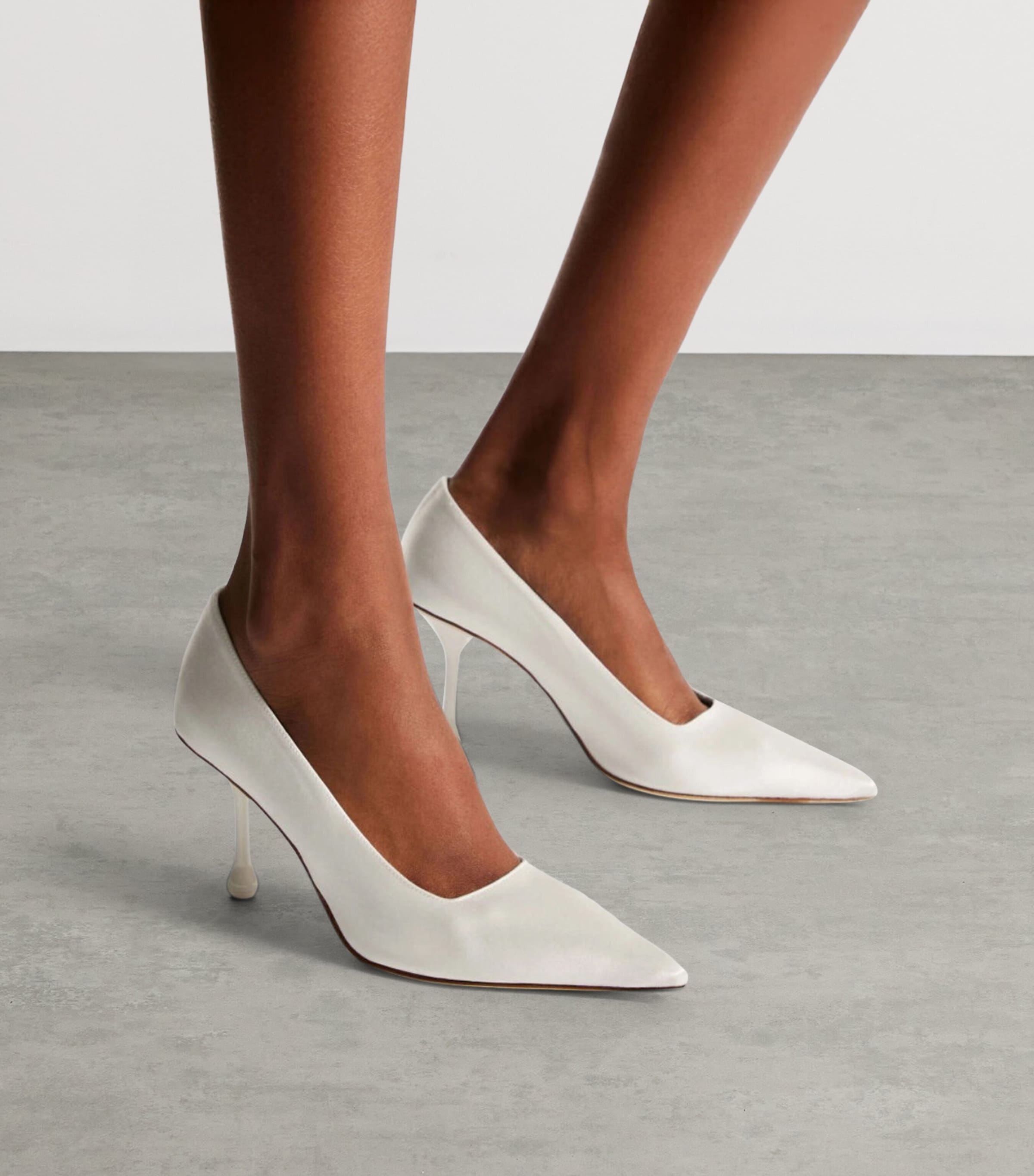 Jimmy Choo Ivory Ixia 80 Satin Pumps | Harrods UK