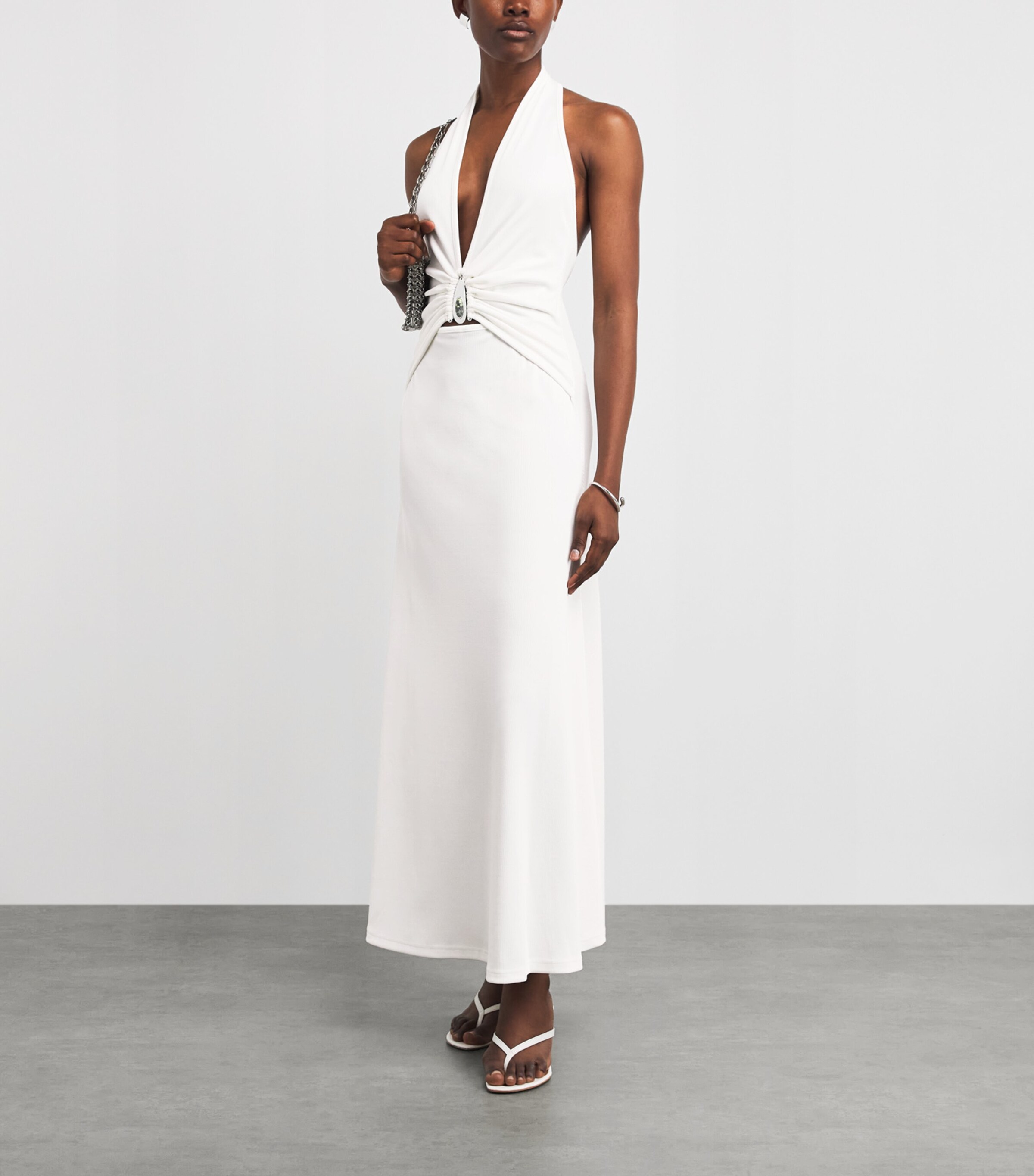 Christopher Esber Womens Halterneck Pendant Maxi Dress White Image 2
