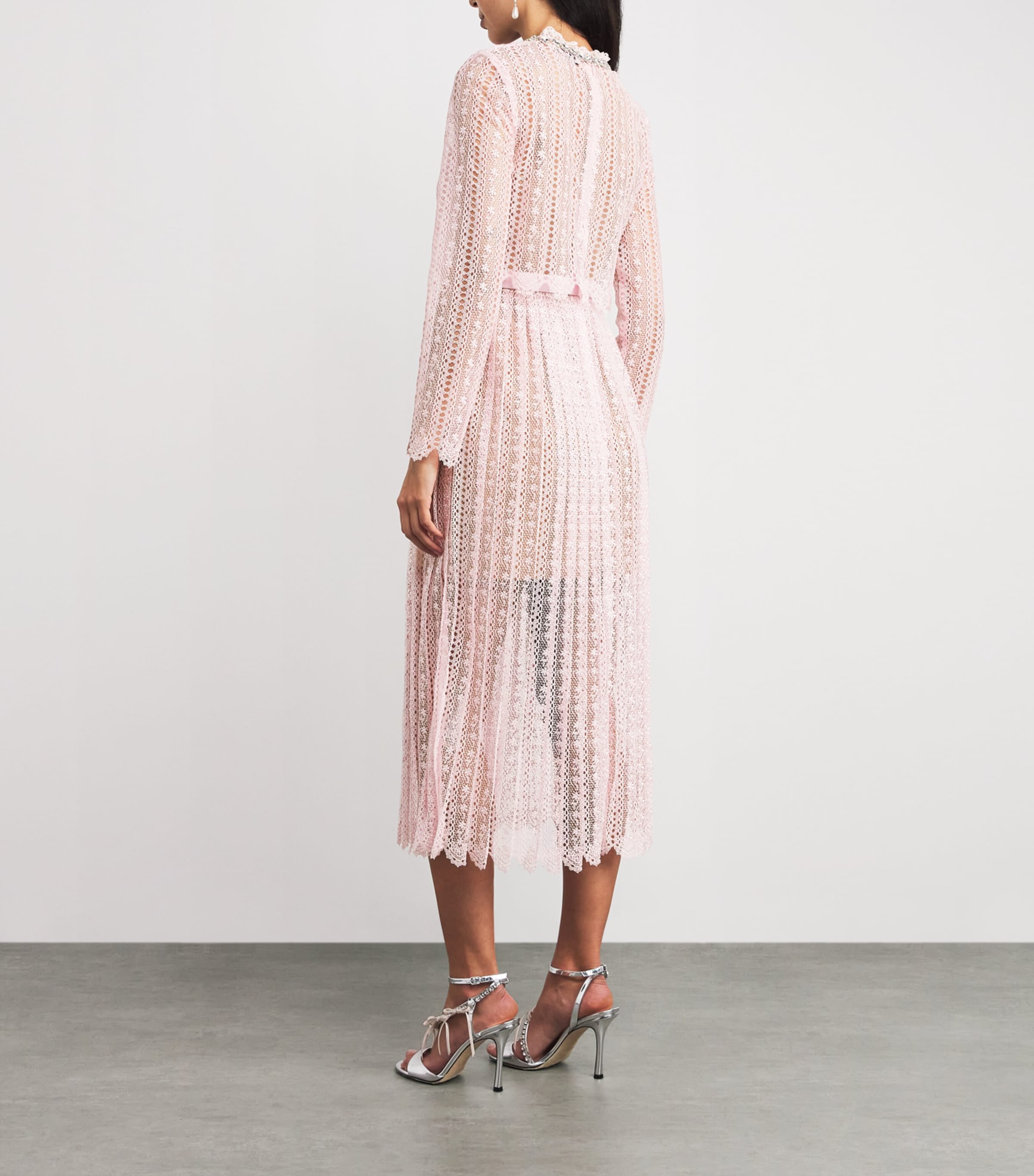 Organza Lace Midi Dress PINK Image 3