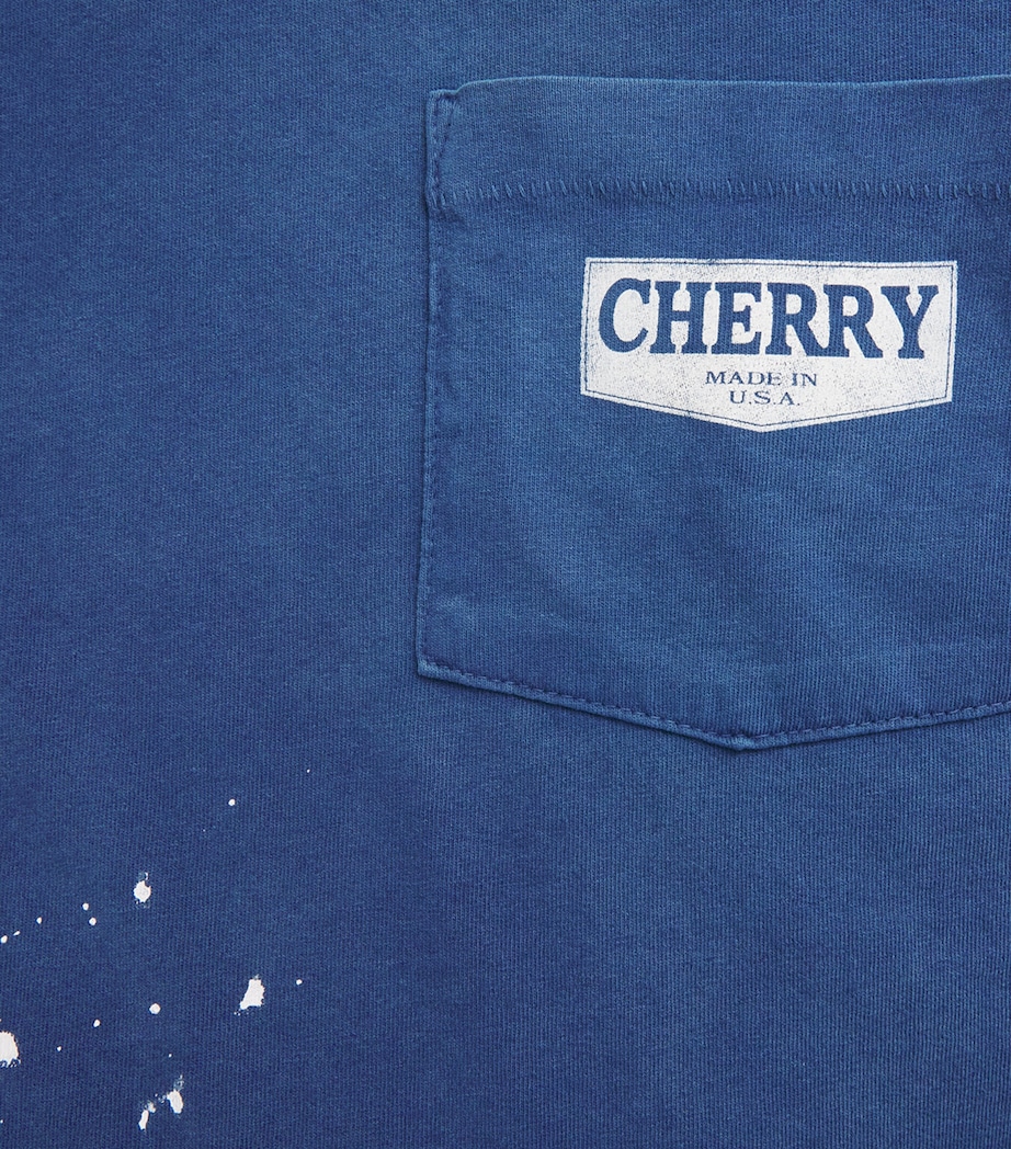 Cherry Los Angeles Mens Chevron-Stitch Logo T-Shirt Faded Navy Image 6