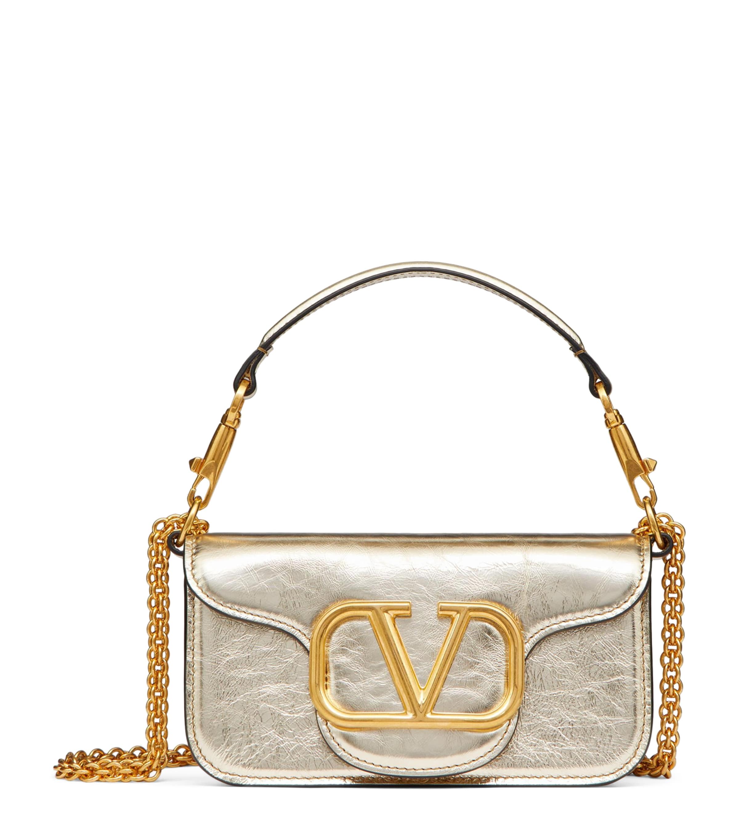 Valentino Small Leather Locò Shoulder Bag In Grey