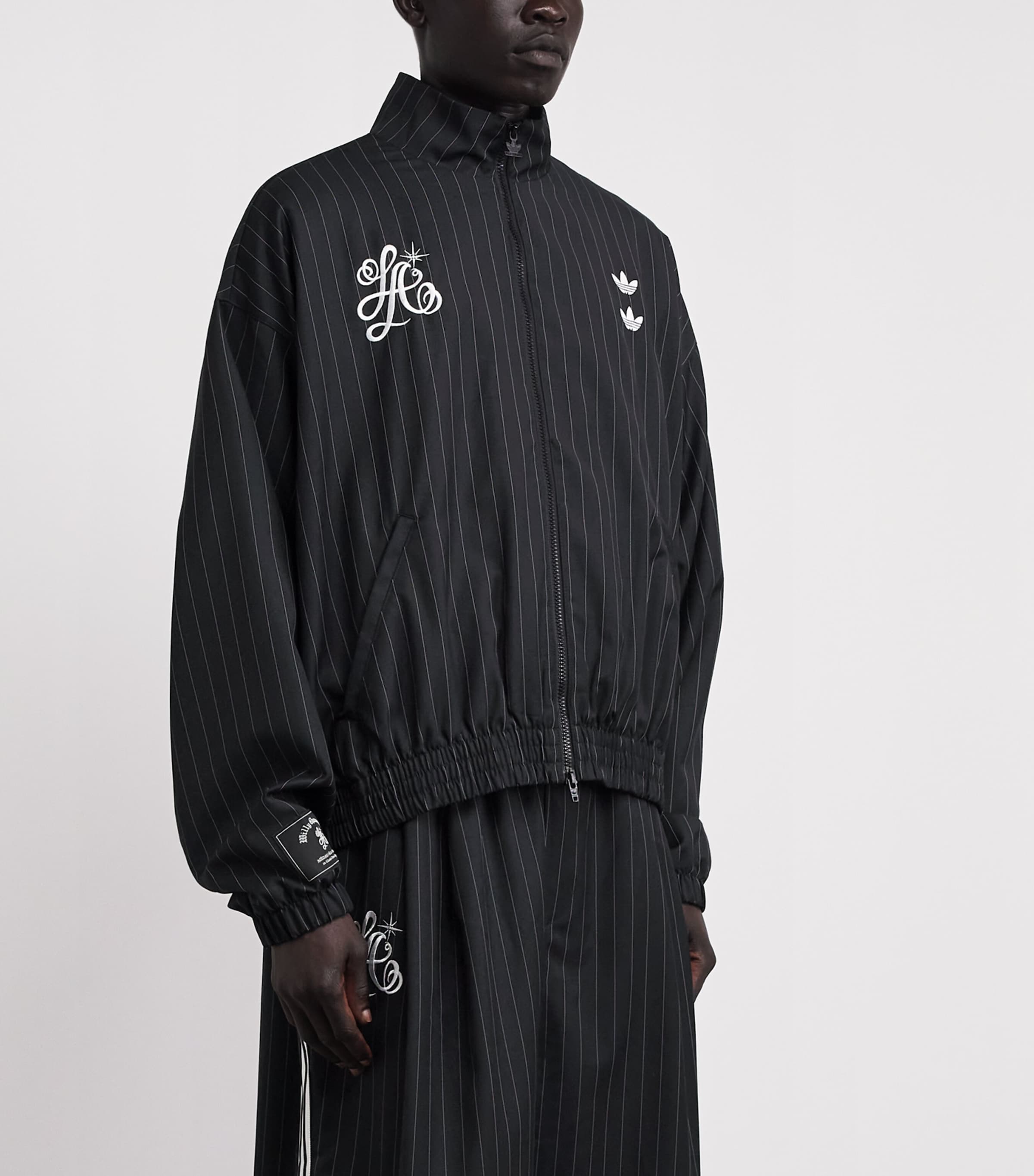 Willy Chavarria Mens x adidas Originals Pinstripe Track Jacket Black/white Image 4