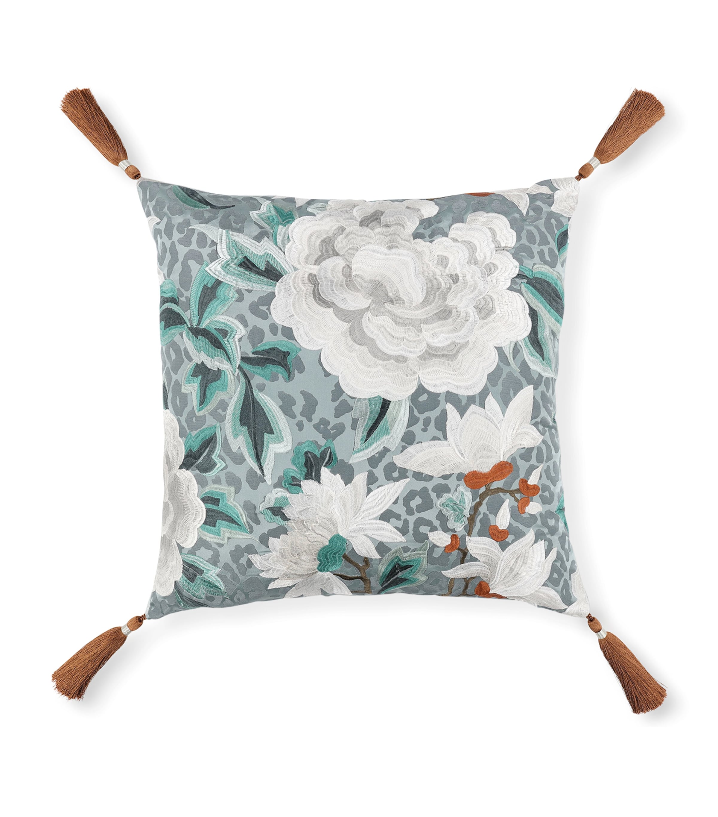 Romo Embroidered Jacquard Lavinia Cushion In Blue
