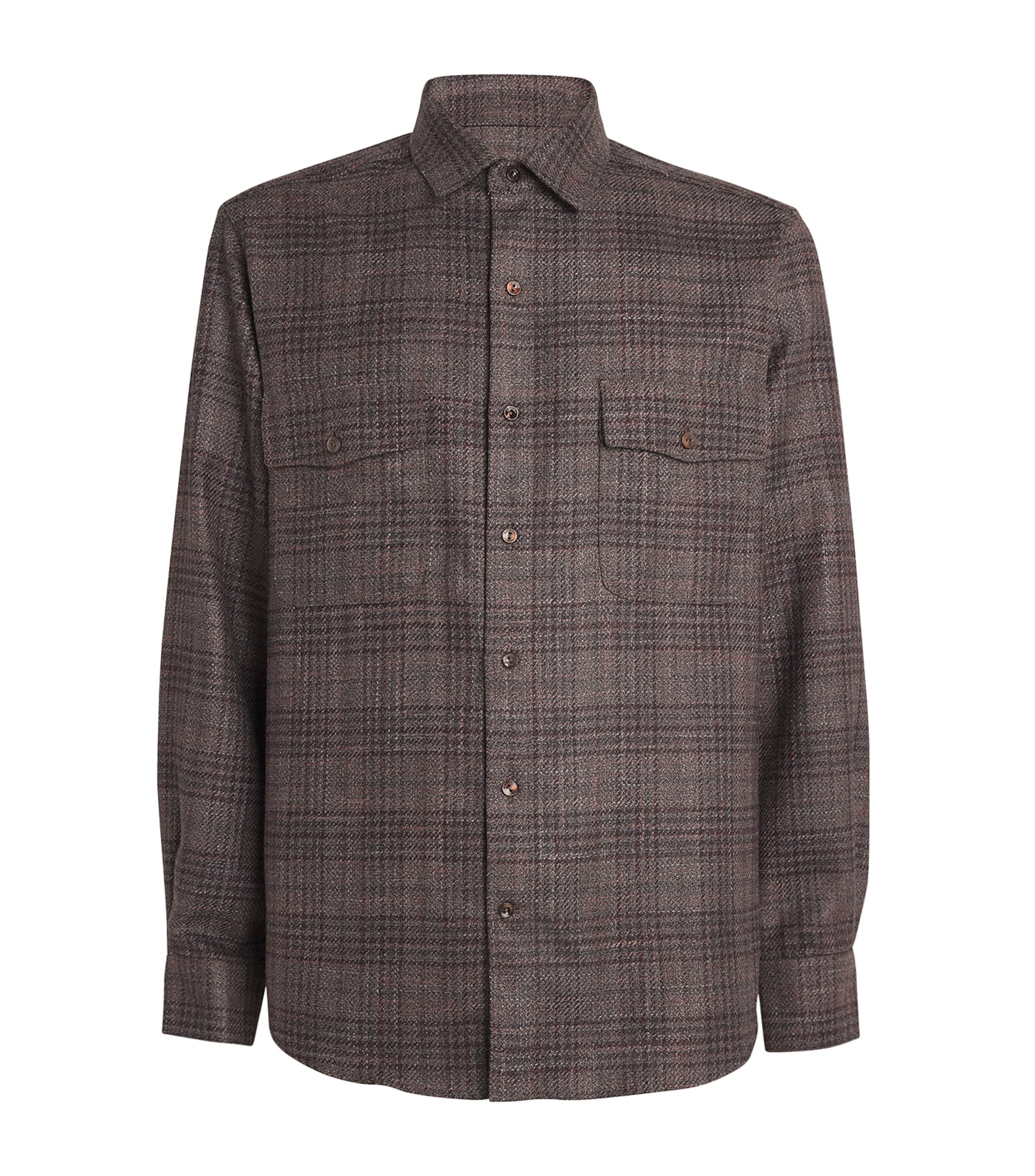 Shop Agnona Wool-silk Shirt In Brown