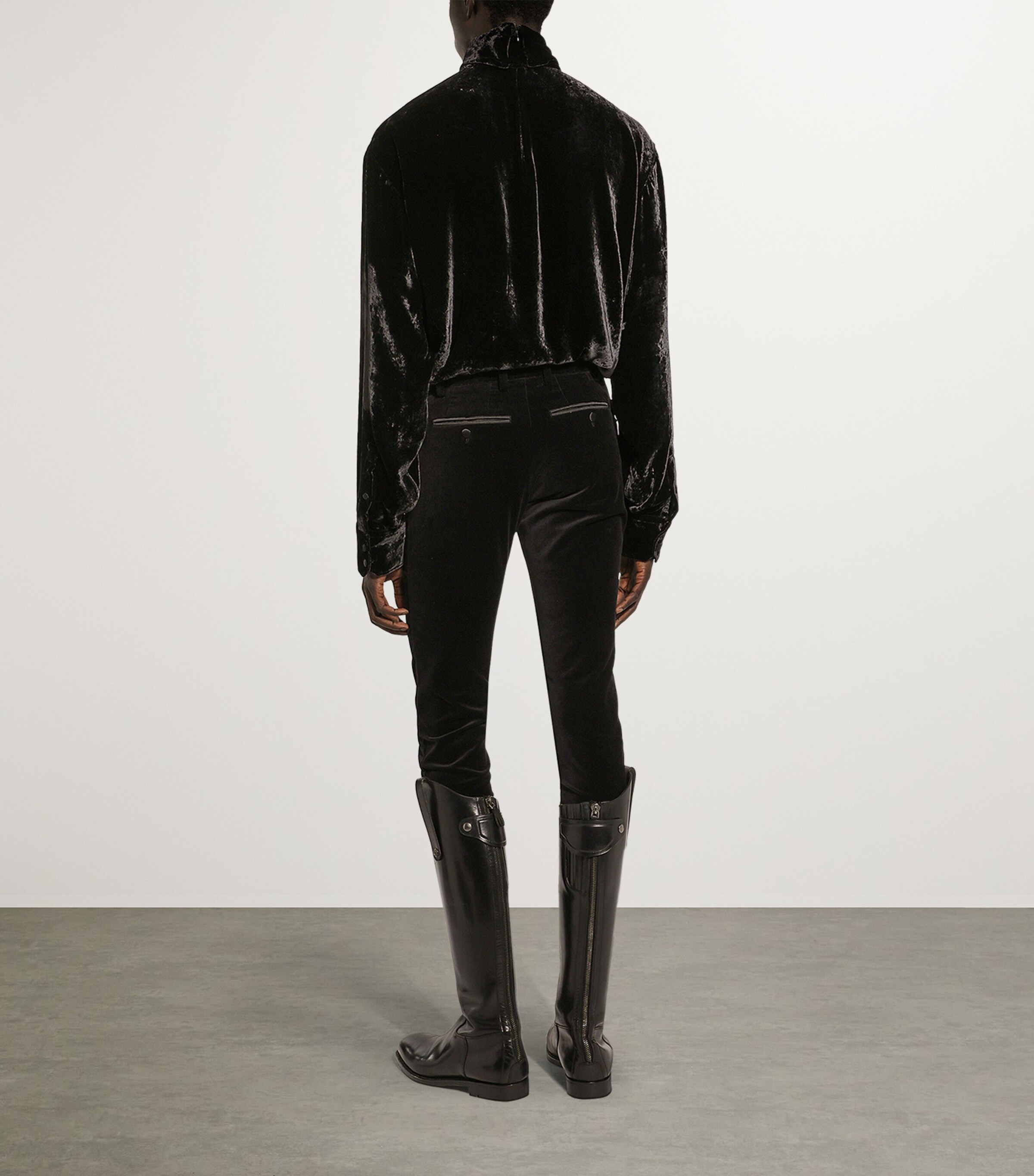 Velvet High-Neck Shirt N0000-BLACK Image 6