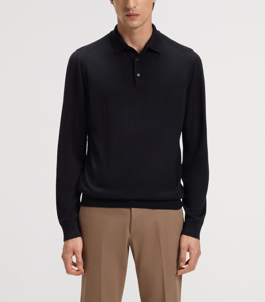 BOSS Mens Wool-Silk-Cashmere Polo Sweater Image 2