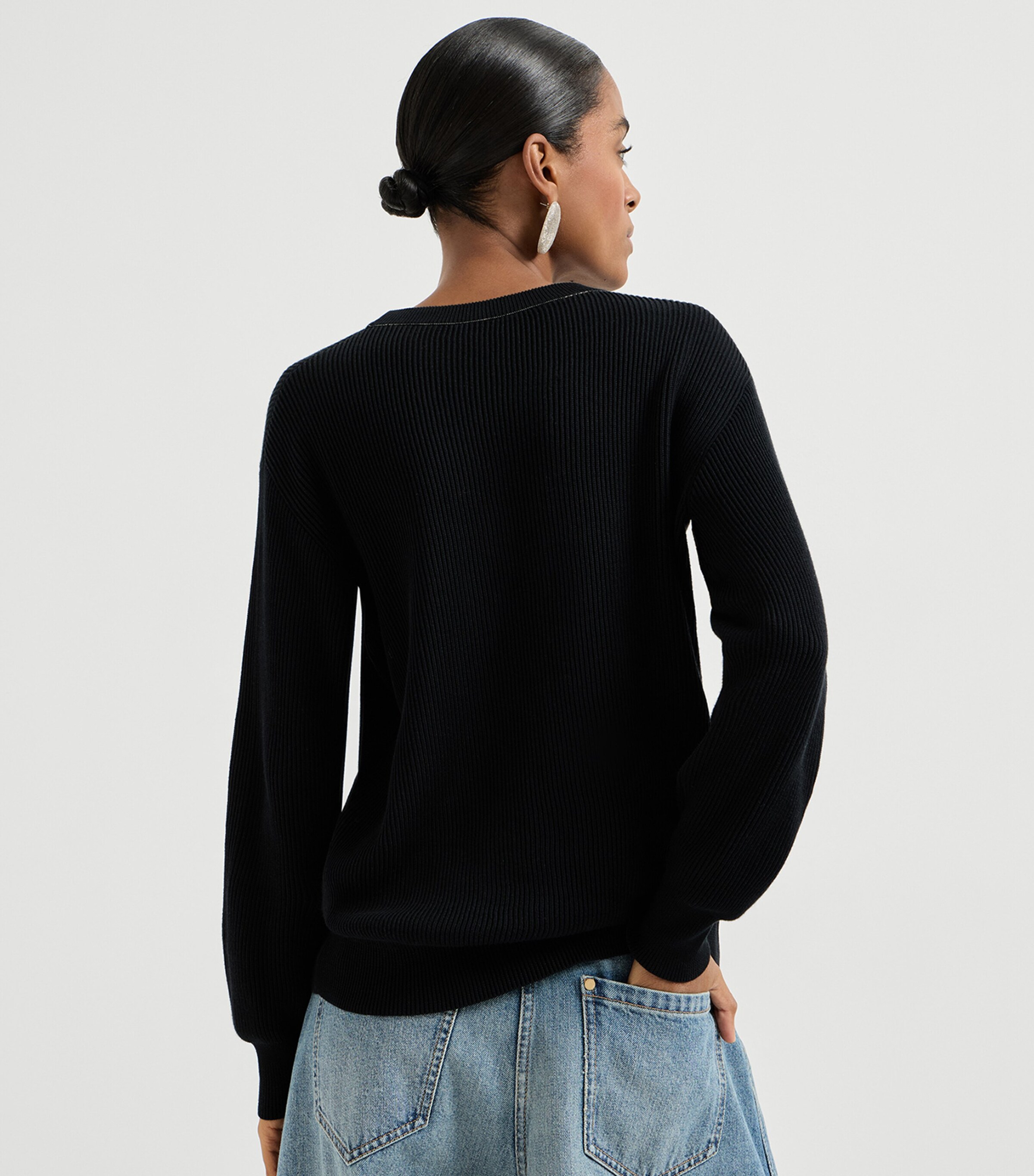 Brunello Cucinelli Womens Cotton Monili-Detail Sweater Image 4