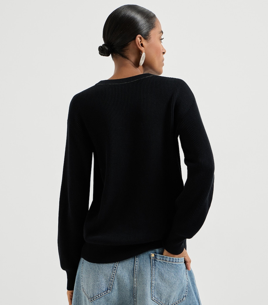 Brunello Cucinelli Womens Cotton Monili-Detail Sweater Image 4