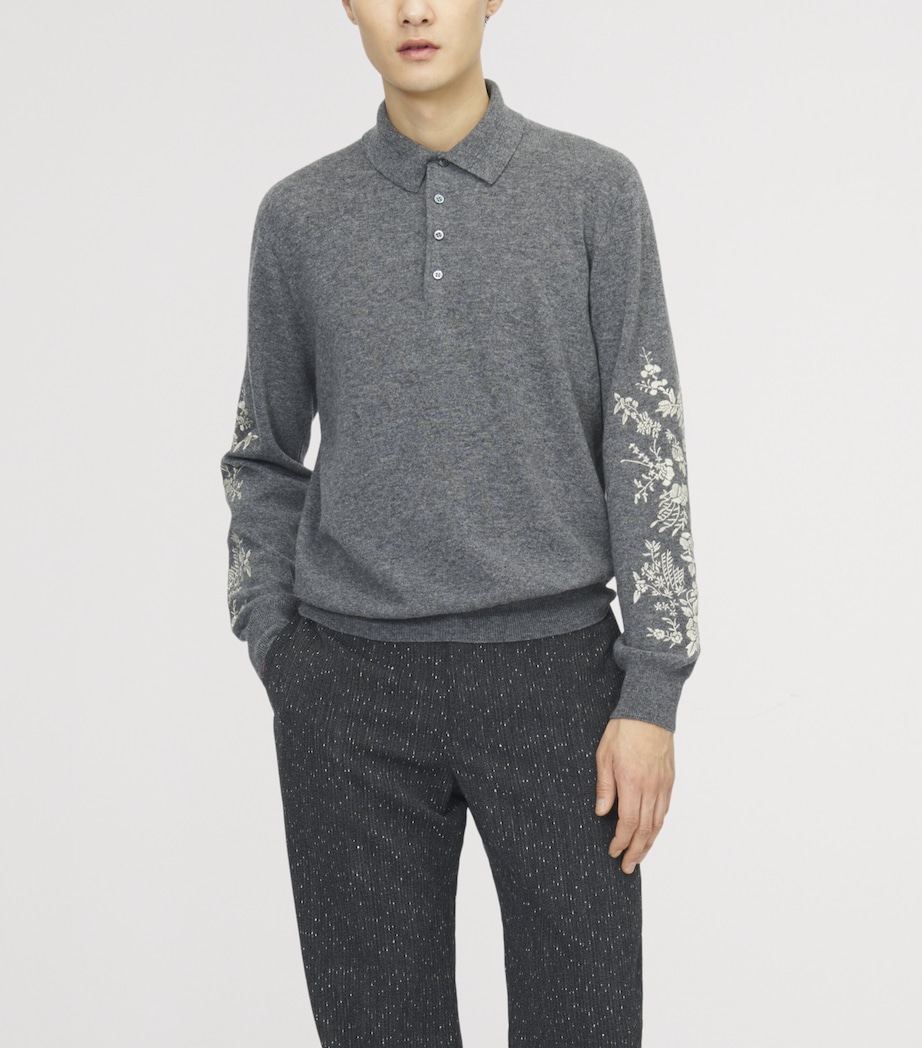 McQueen Mens Wool Embroidered Polo Sweater Image 4