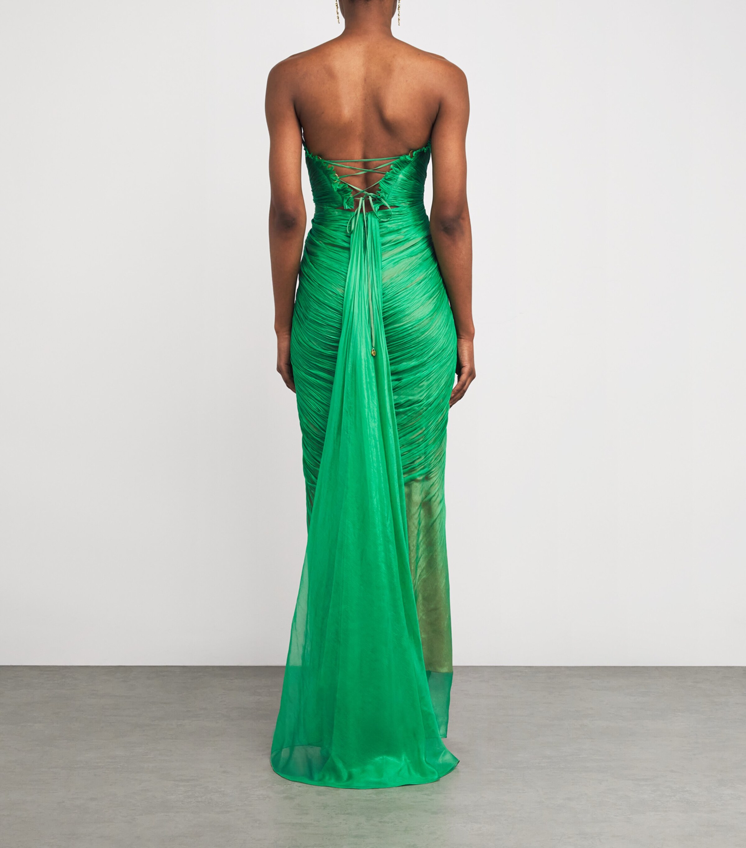 Maria Lucia Hohan Womens Silk Cassiopeia Gown Smarald Image 3