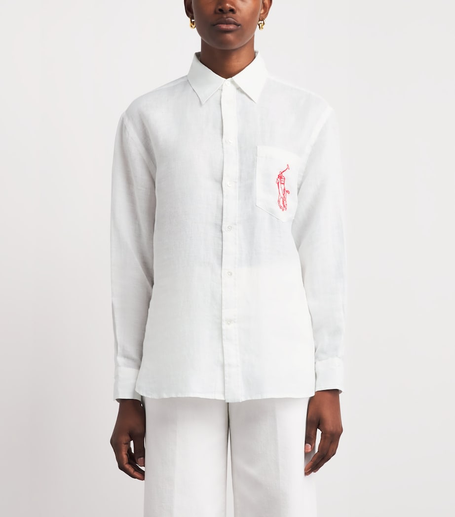 Polo Ralph Lauren Womens Linen Sport Shirt Classic Oxford White Image 4