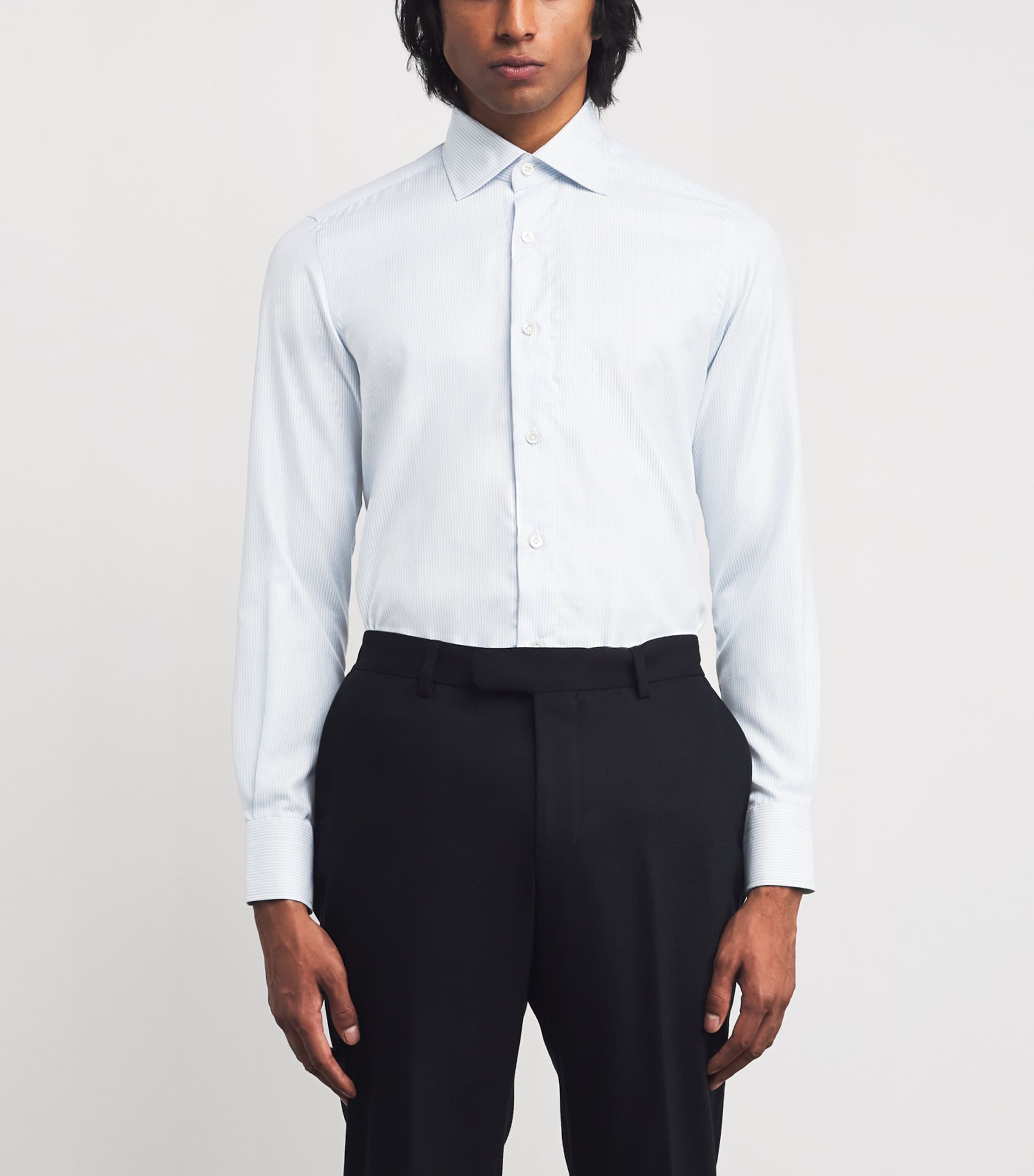 Cotton Stripe Shirt BLUE Image 3