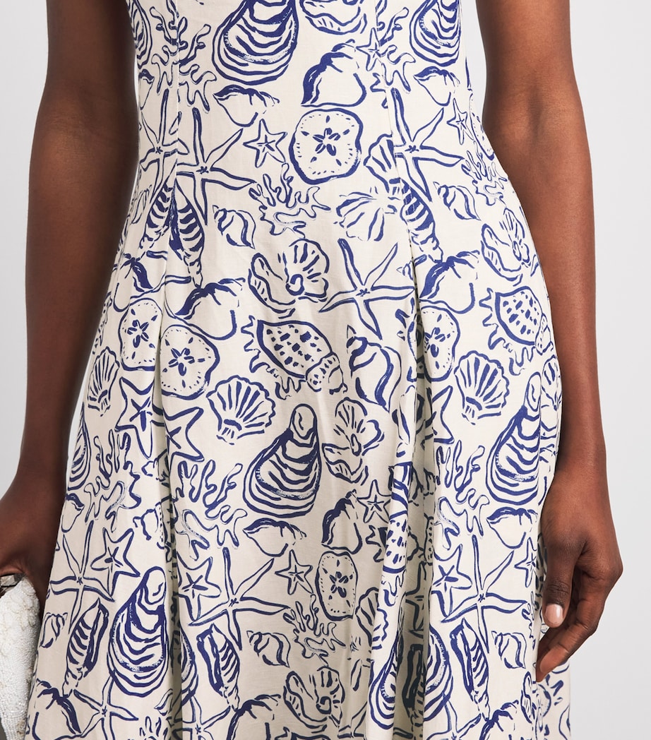 Simkhai Womens Linen-Blend Analise Midi Dress Blueberry Multi Image 5