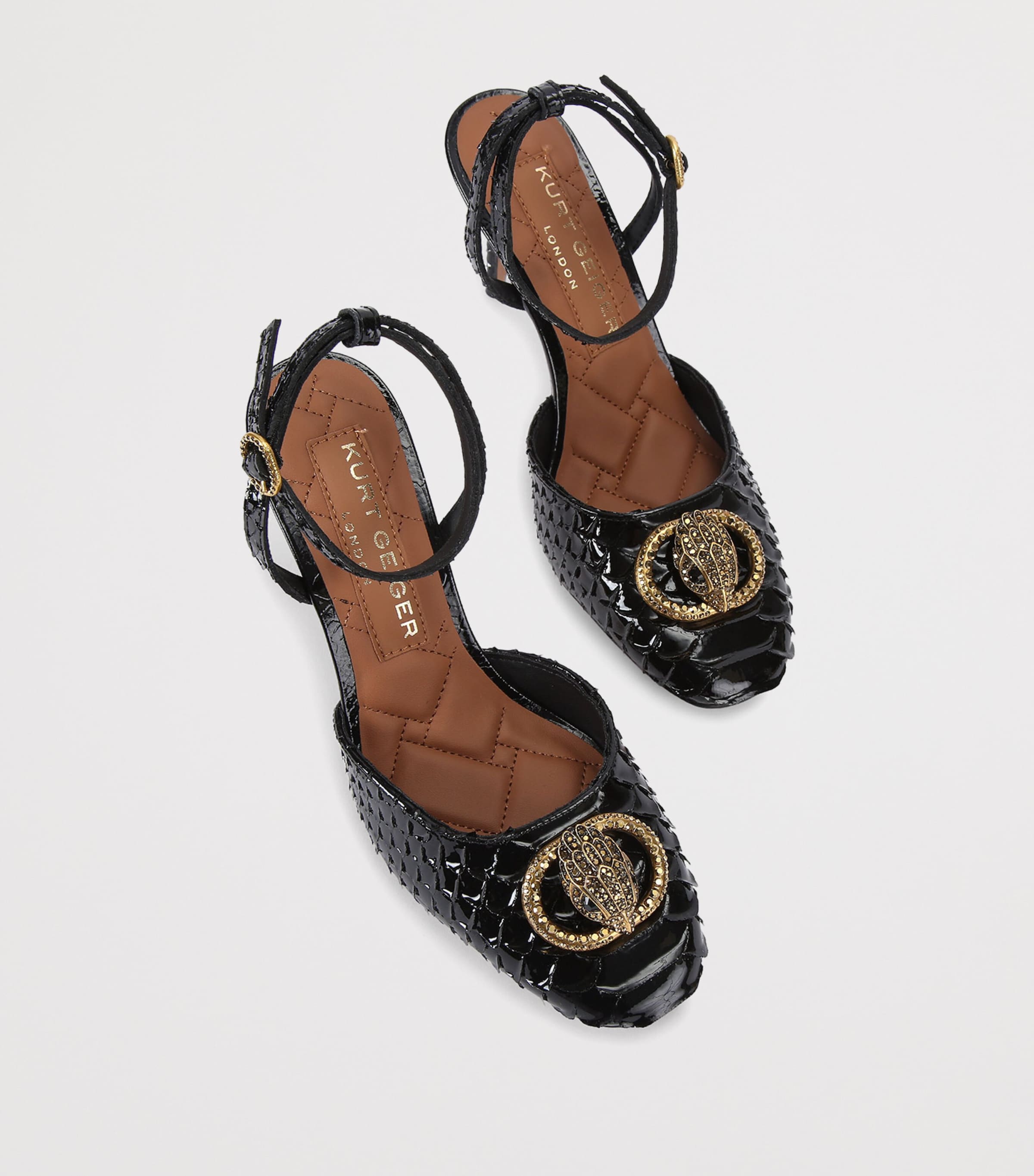 Leather Snake-Effect Chelsea Pumps BLACK Image 4