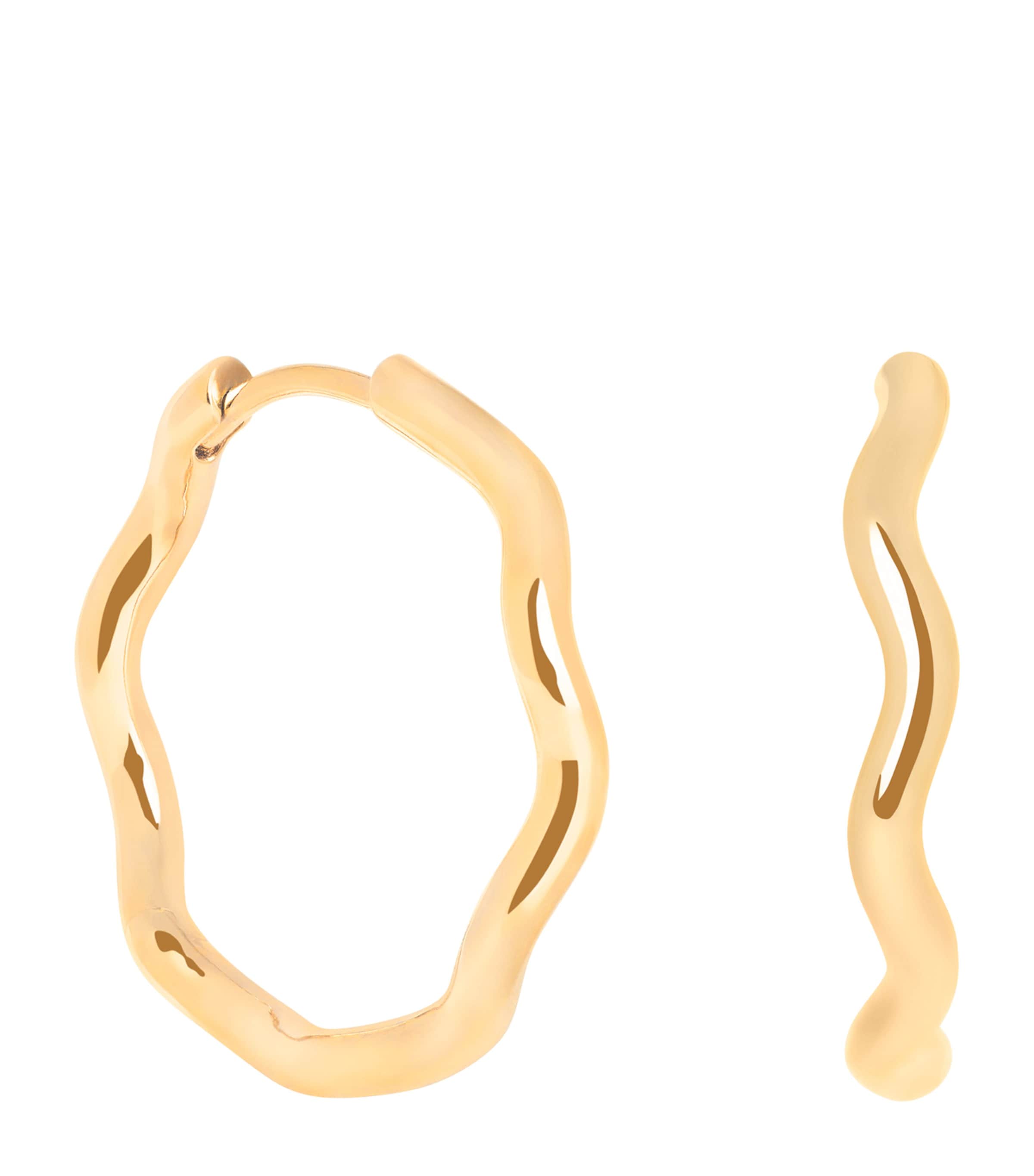 Astrid & Miyu Gold-Plated Sterling Silver Ripple Hoop Earrings Gold Image 1