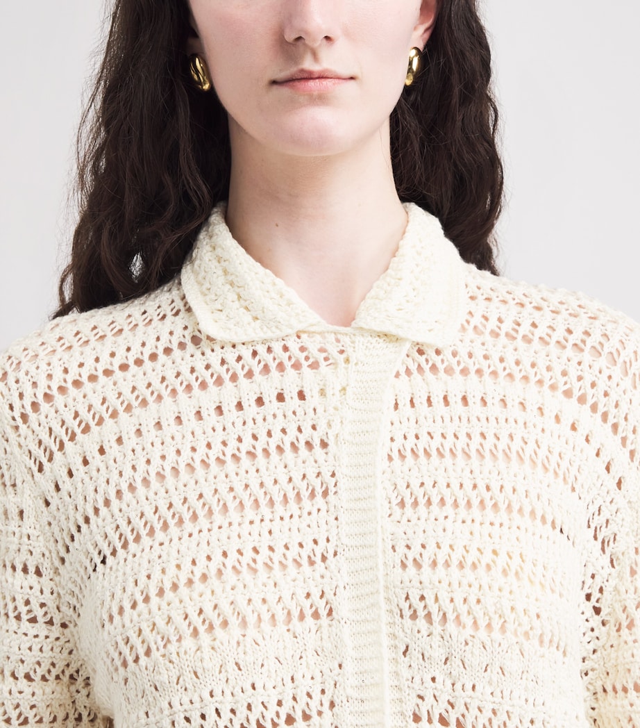 Fabiana Filippi Womens Cotton-Blend Cardigan Bianco Image 3