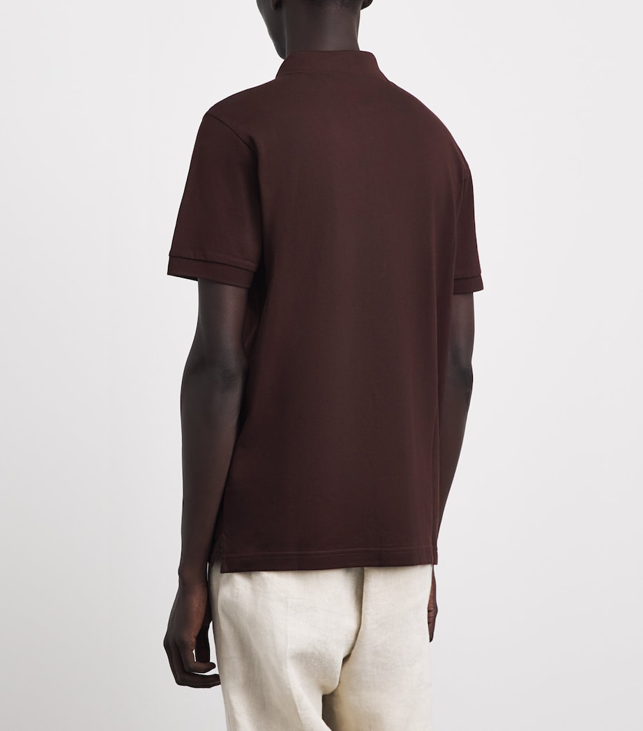 Sunspel Mens Supima Cotton Polo Shirt Bakelite Image 5
