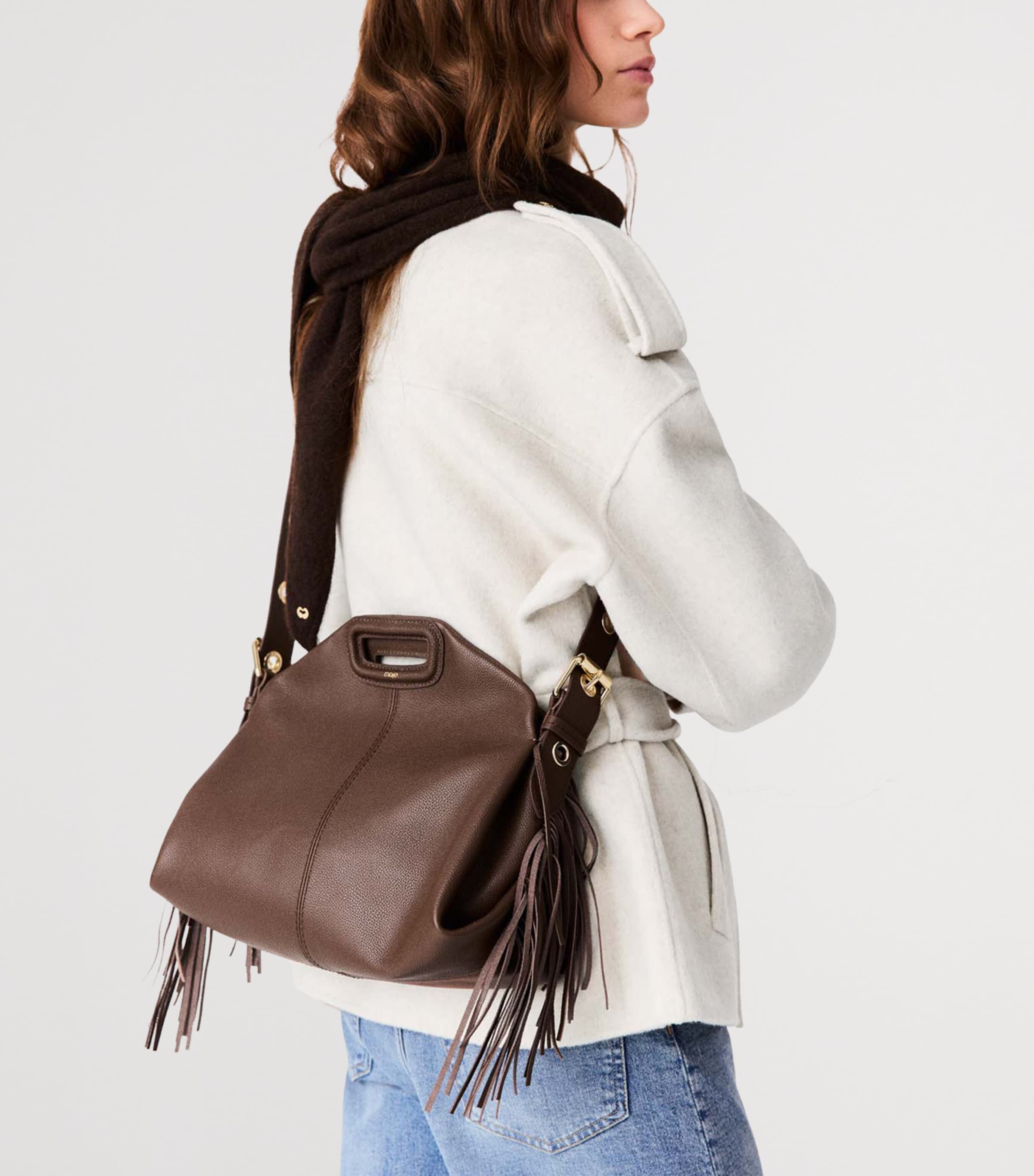 Maje Leather Miss M Shoulder Bag Brown Image 8