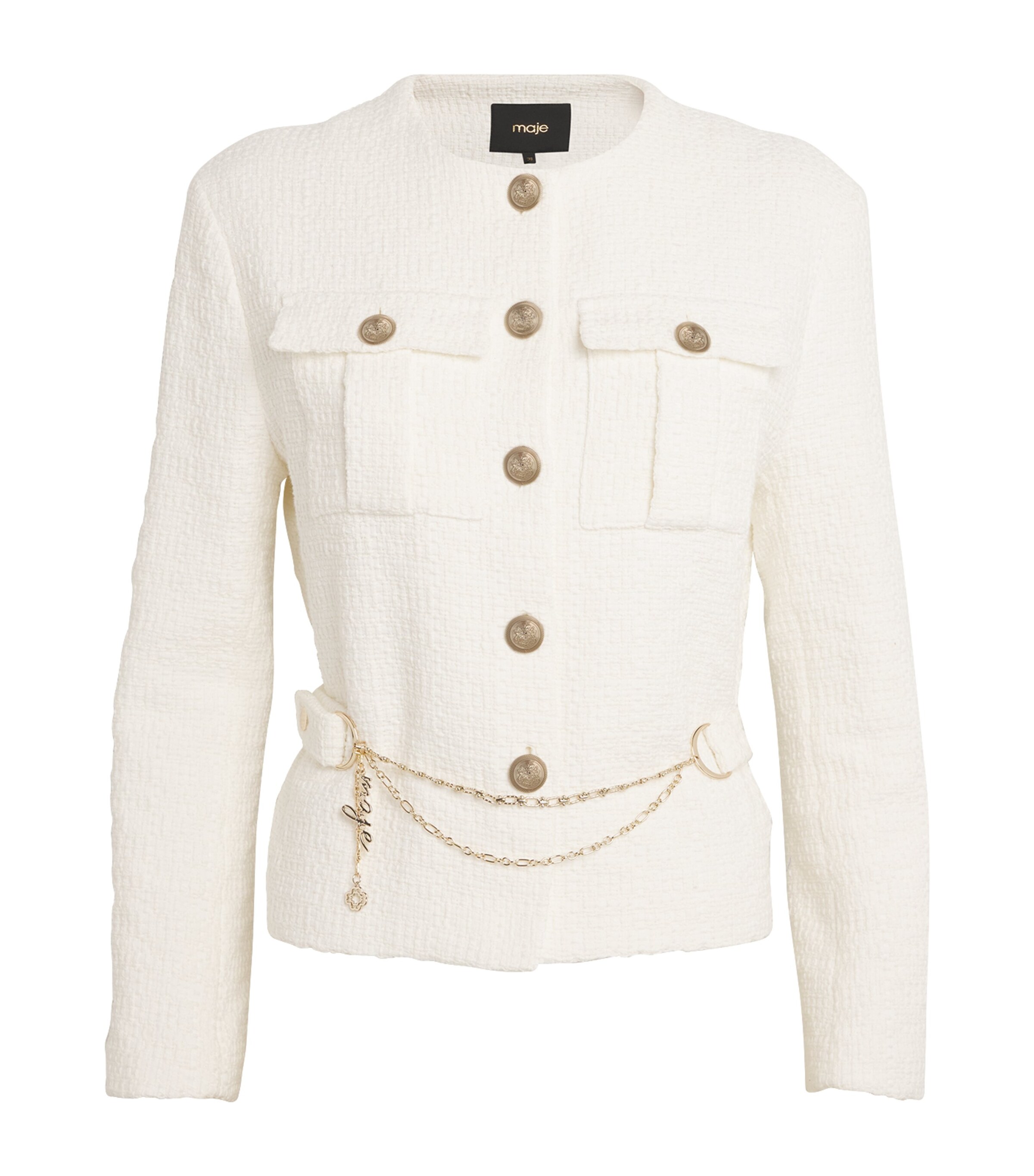 Maje Tweed Jacket In White