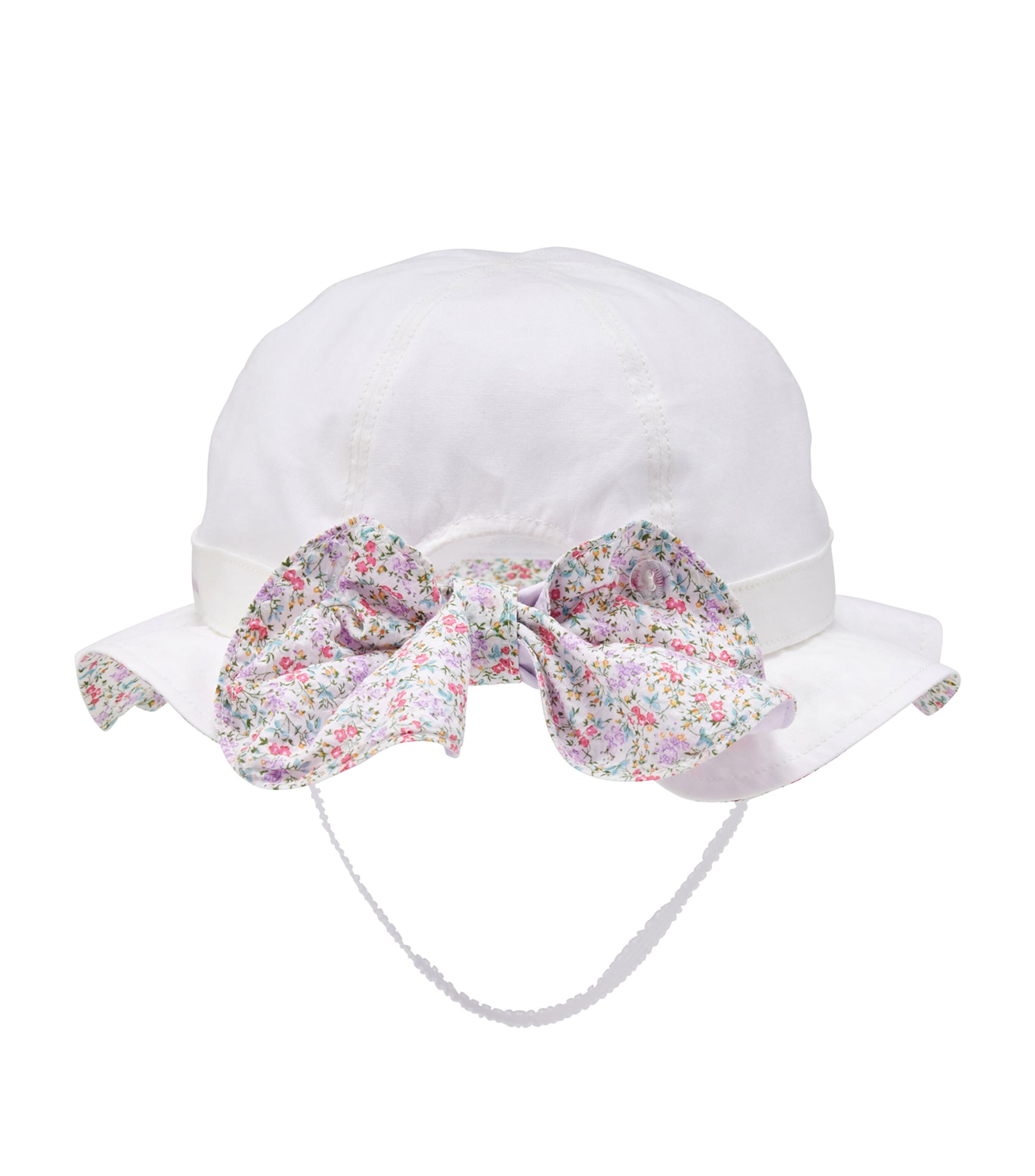 Miki House Cotton Floral Print Sunhat In White