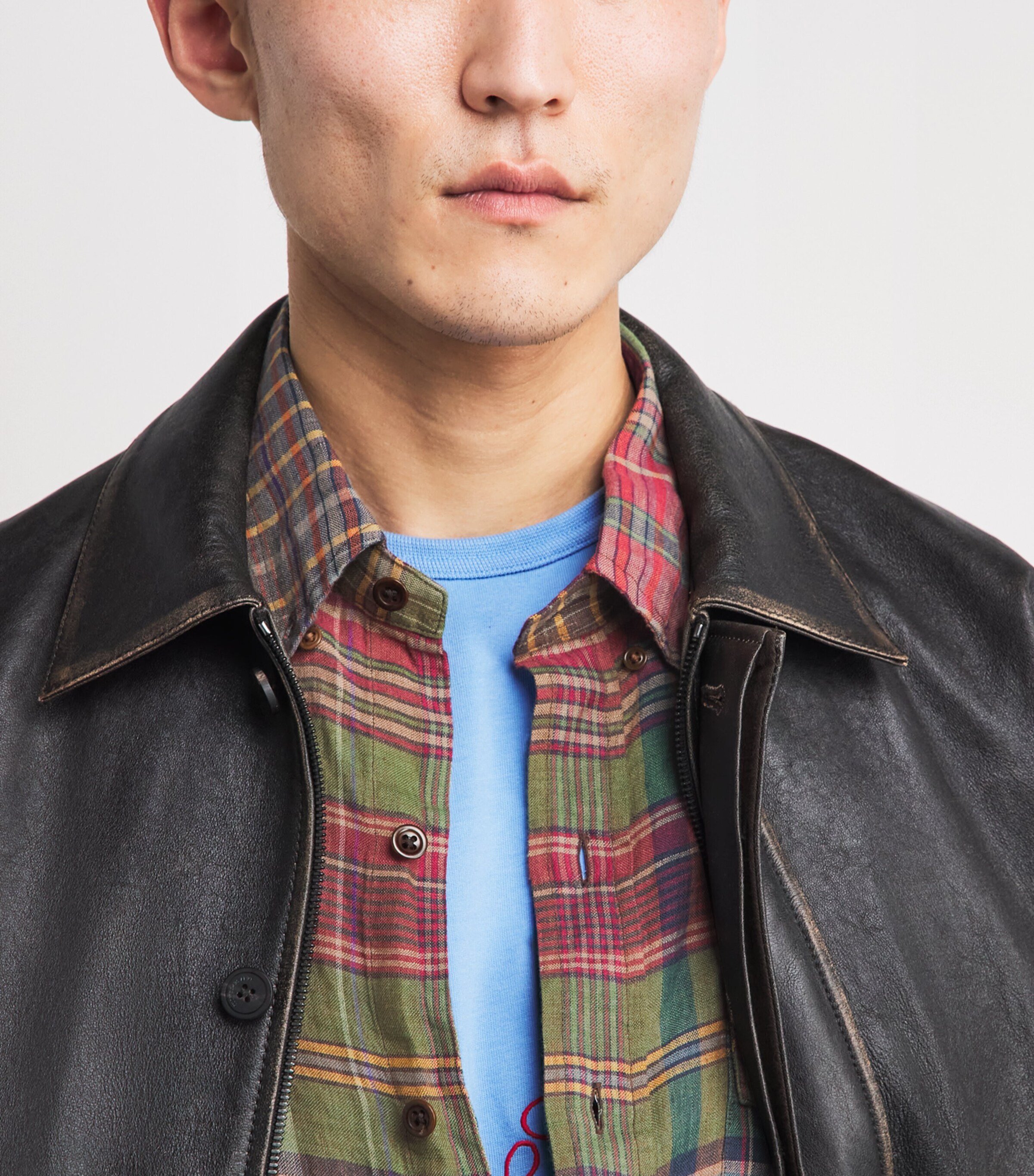 Polo Ralph Lauren Mens Linen Check Half-Placket Shirt Olive Wine Image 3