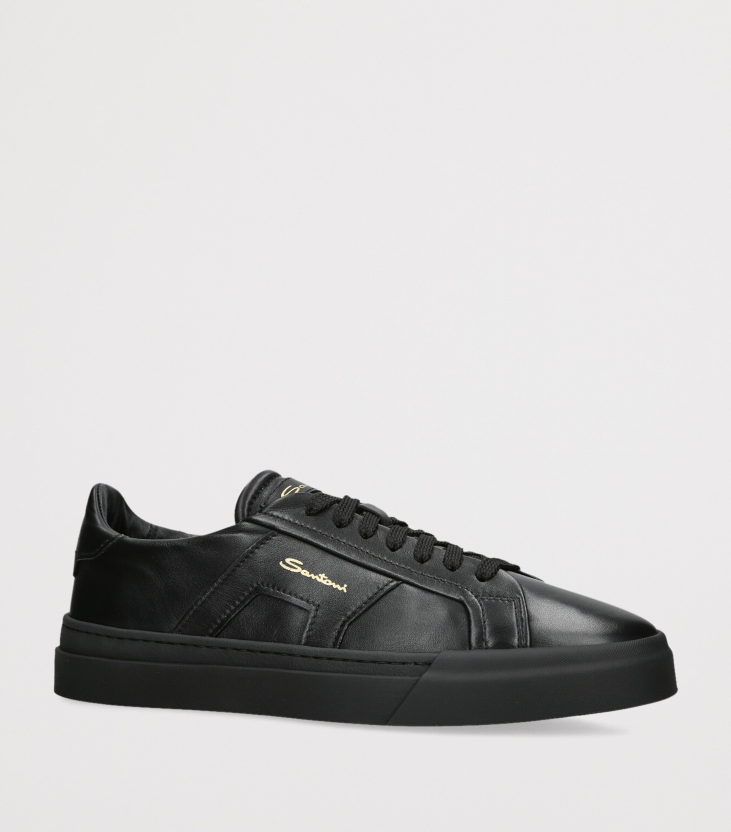 Santoni Leather DBS Sneakers Black Image 3