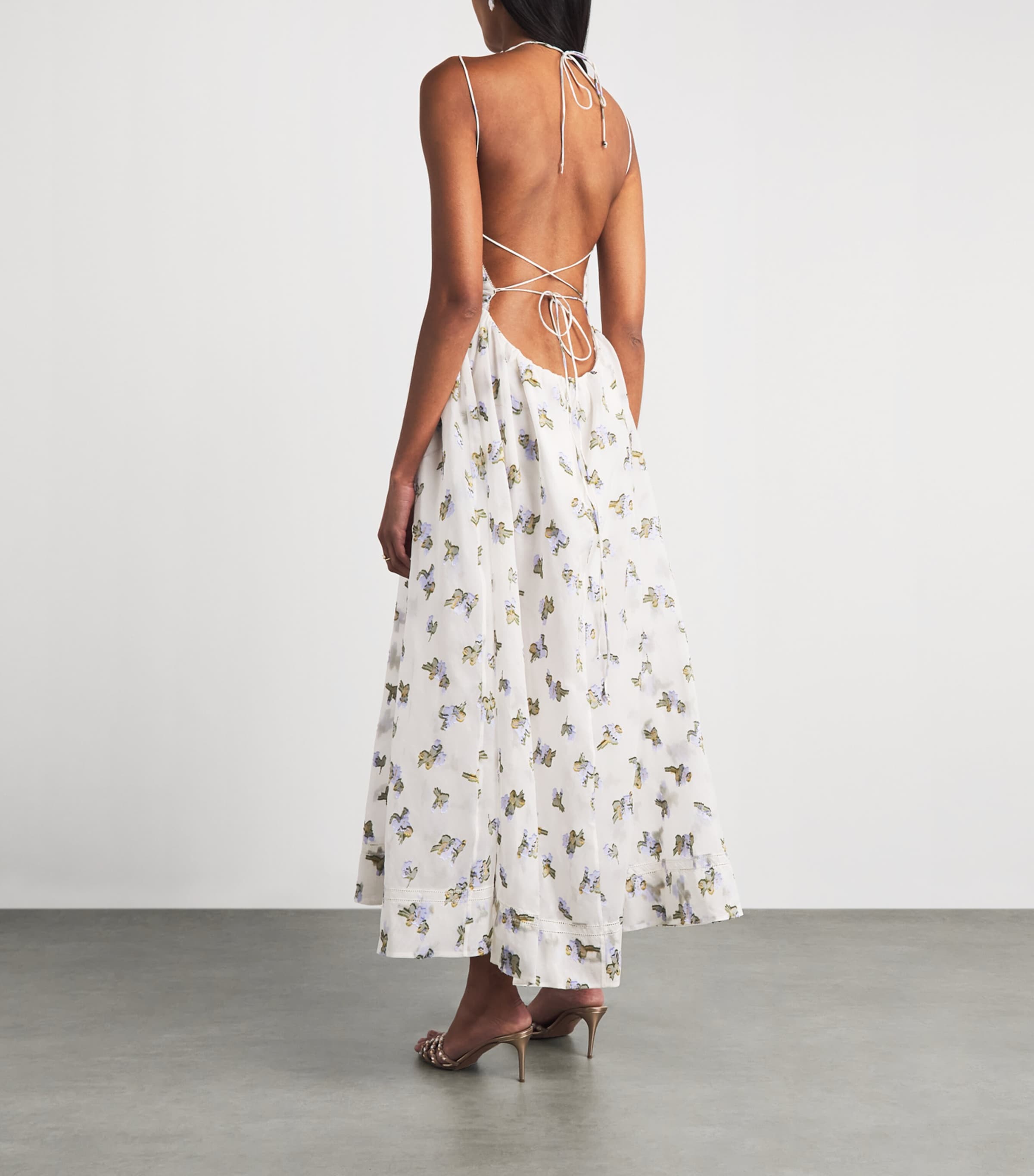 Ulla Johnson Womens Organza Fleurine Backless Maxi Dress Violet Leaf Image 4