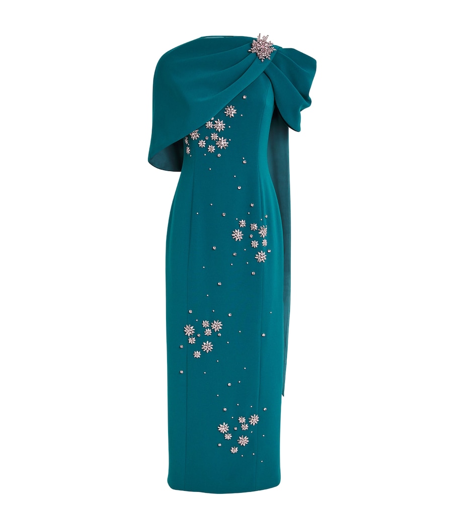 Embellished Isolde Fitted Cape Gown TEAL Image 1