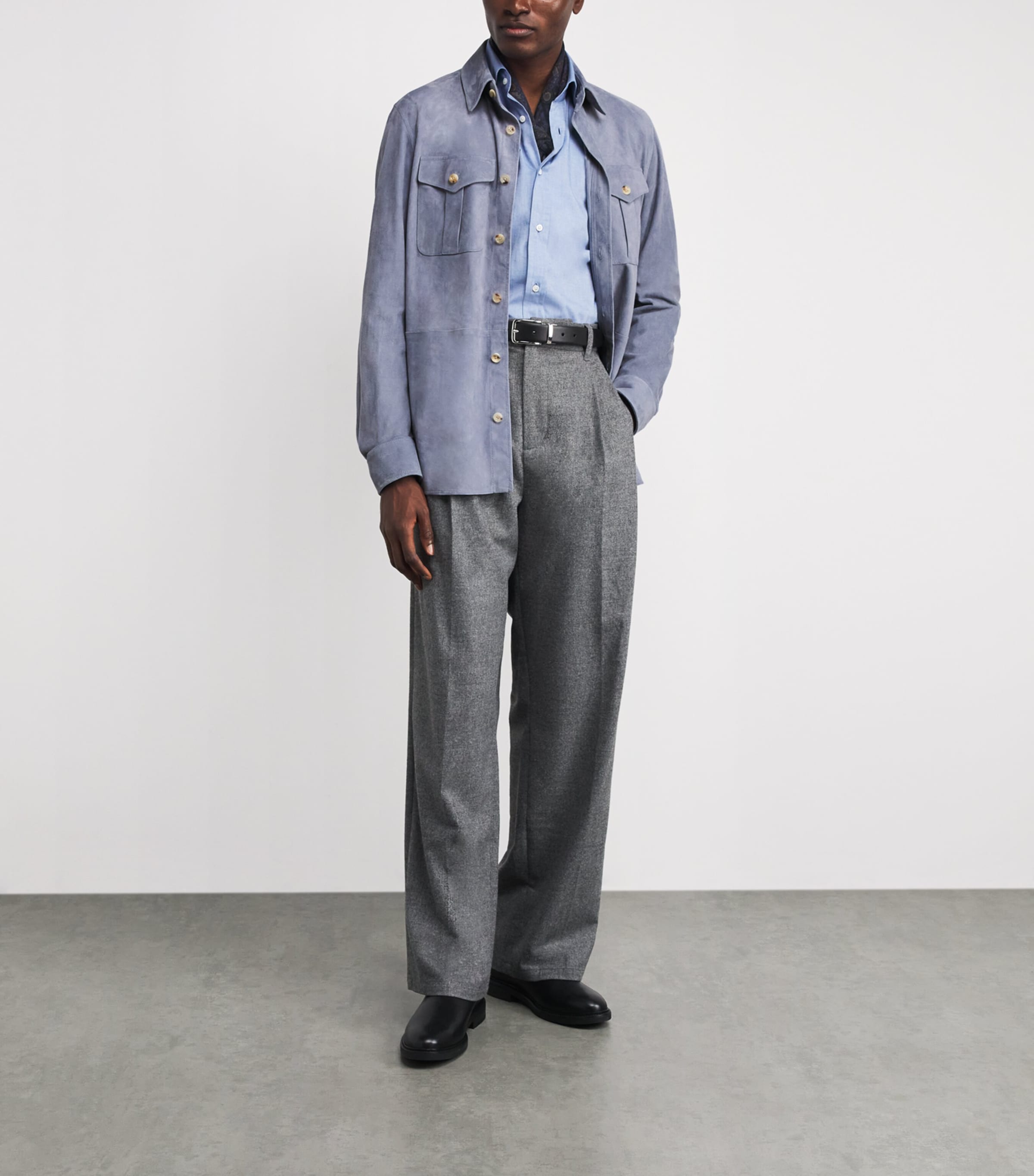 Suede Barron Overshirt BLUE Image 2