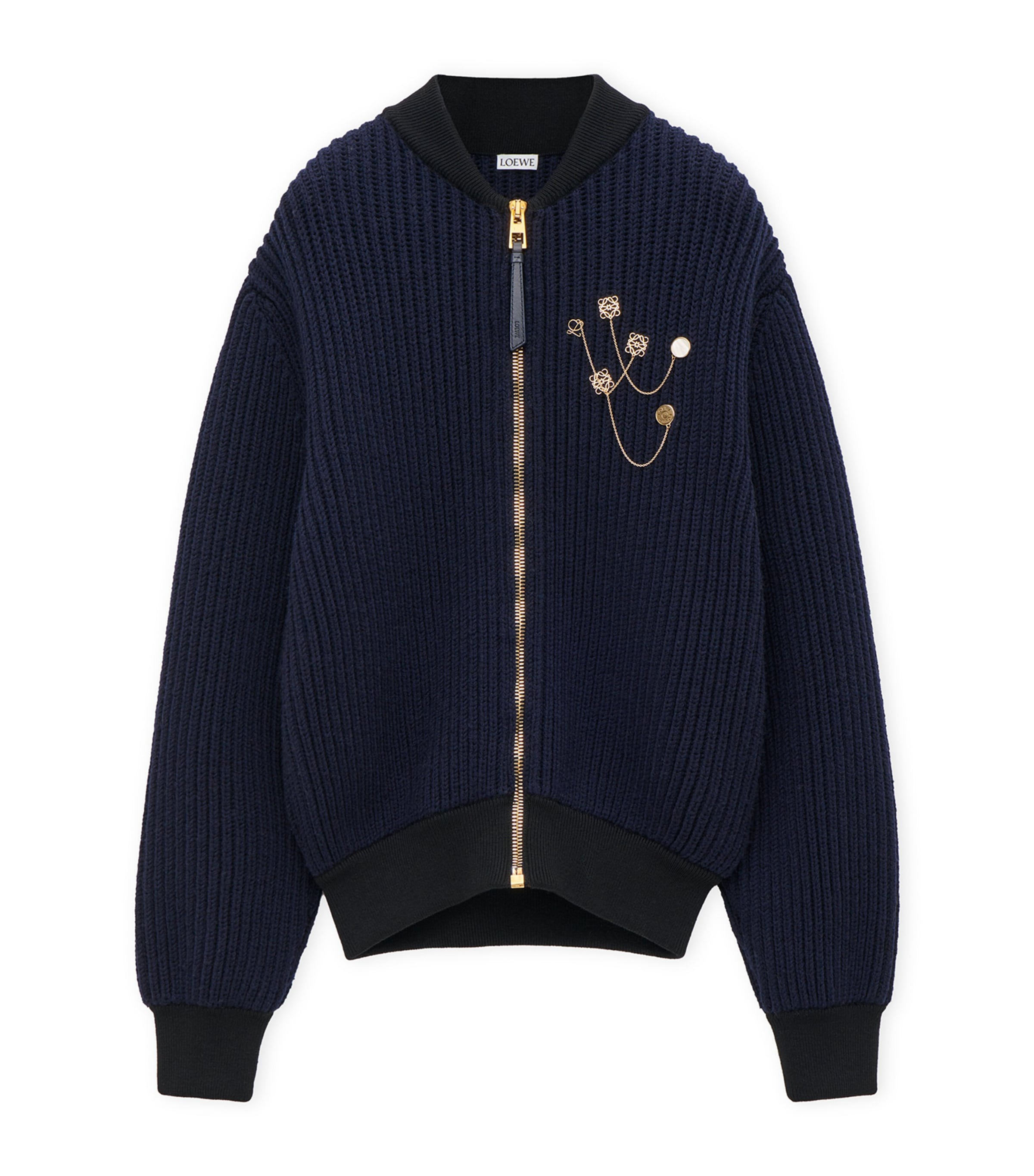 Shop Loewe Wool-blend Bomber Jacket In Navy