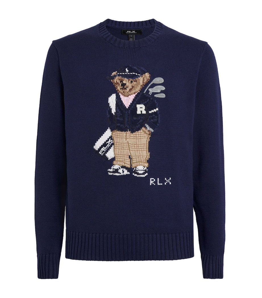 Cotton-Blend Polo Bear Sweater REFINED NAVY Image 1