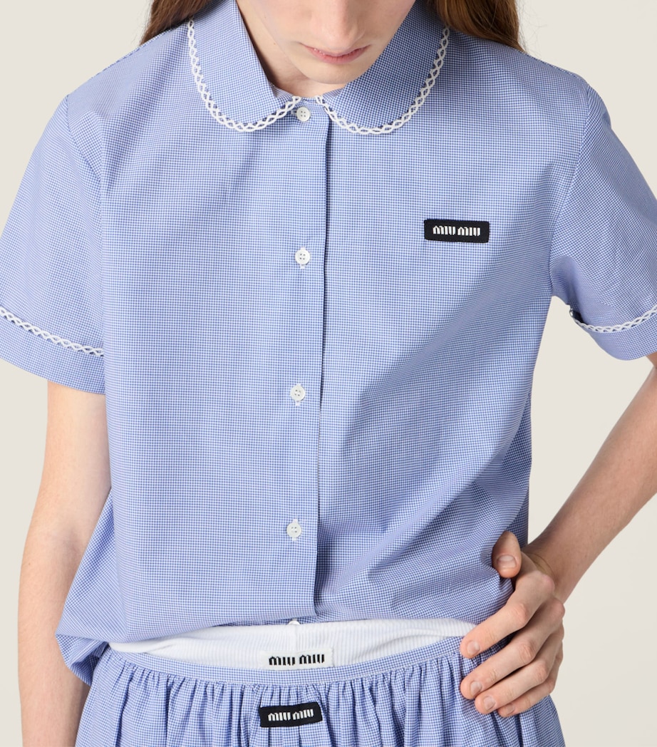 Miu Miu Womens Cotton Gingham Shirt White Image 4